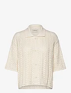Loch Crochet Knit Shirt - WHITE
