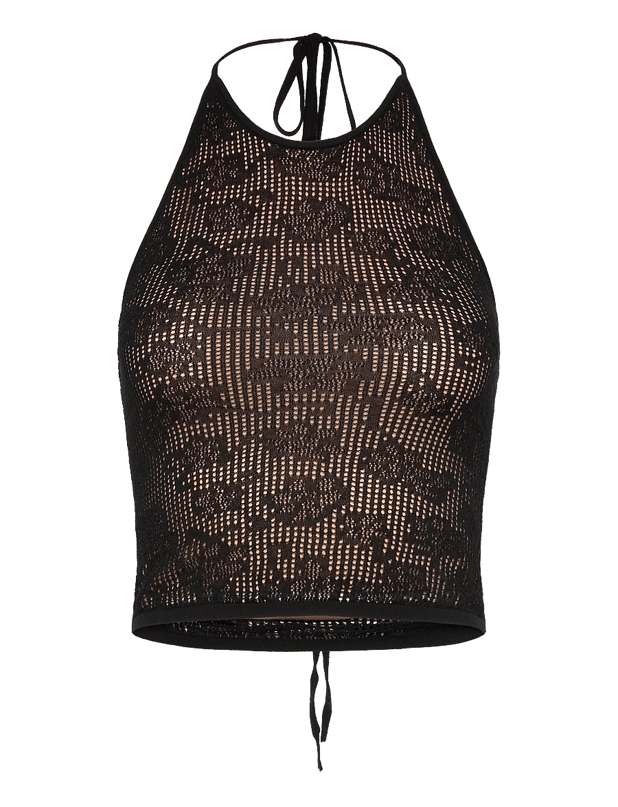 HOLZWEILER - Lace Knit Top - linnen - black - 0