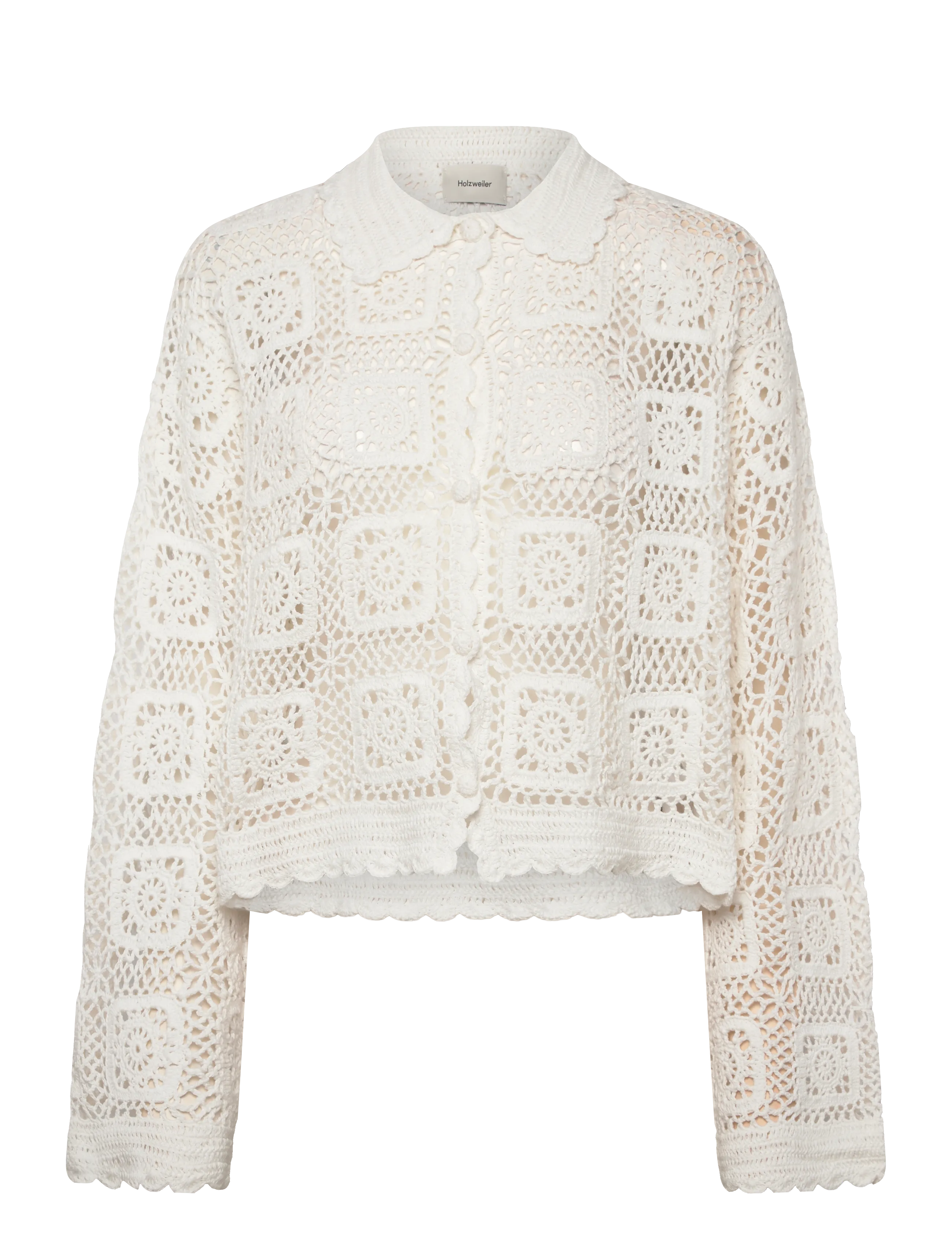 HOLZWEILER Rosie Crochet Cardigan, Kvinder, Hæklet Cardigan, Hvid, Str: XS/S