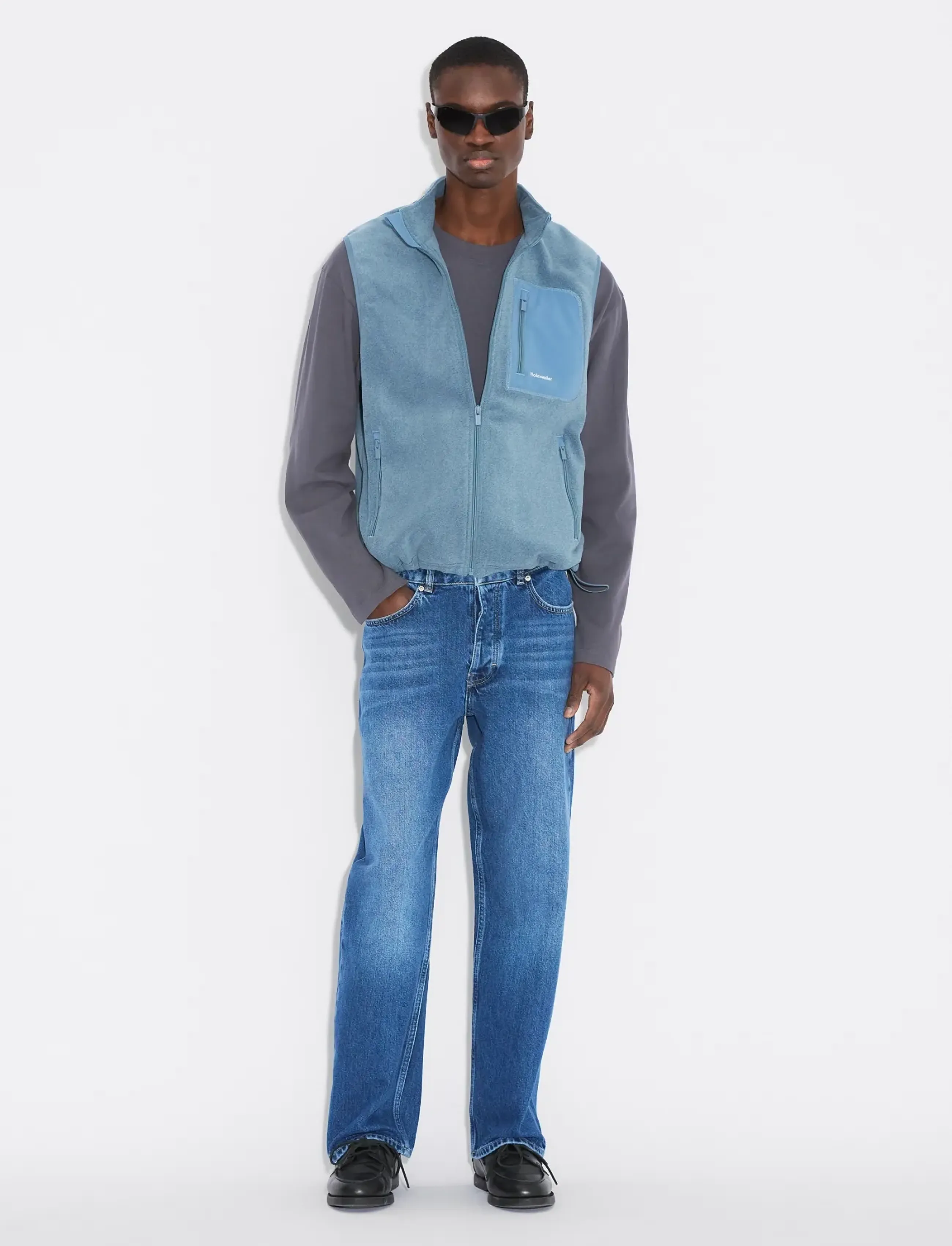 HOLZWEILER Regular Fleece Vest - Spring Wardrobe - DUSTY BLUE / blue