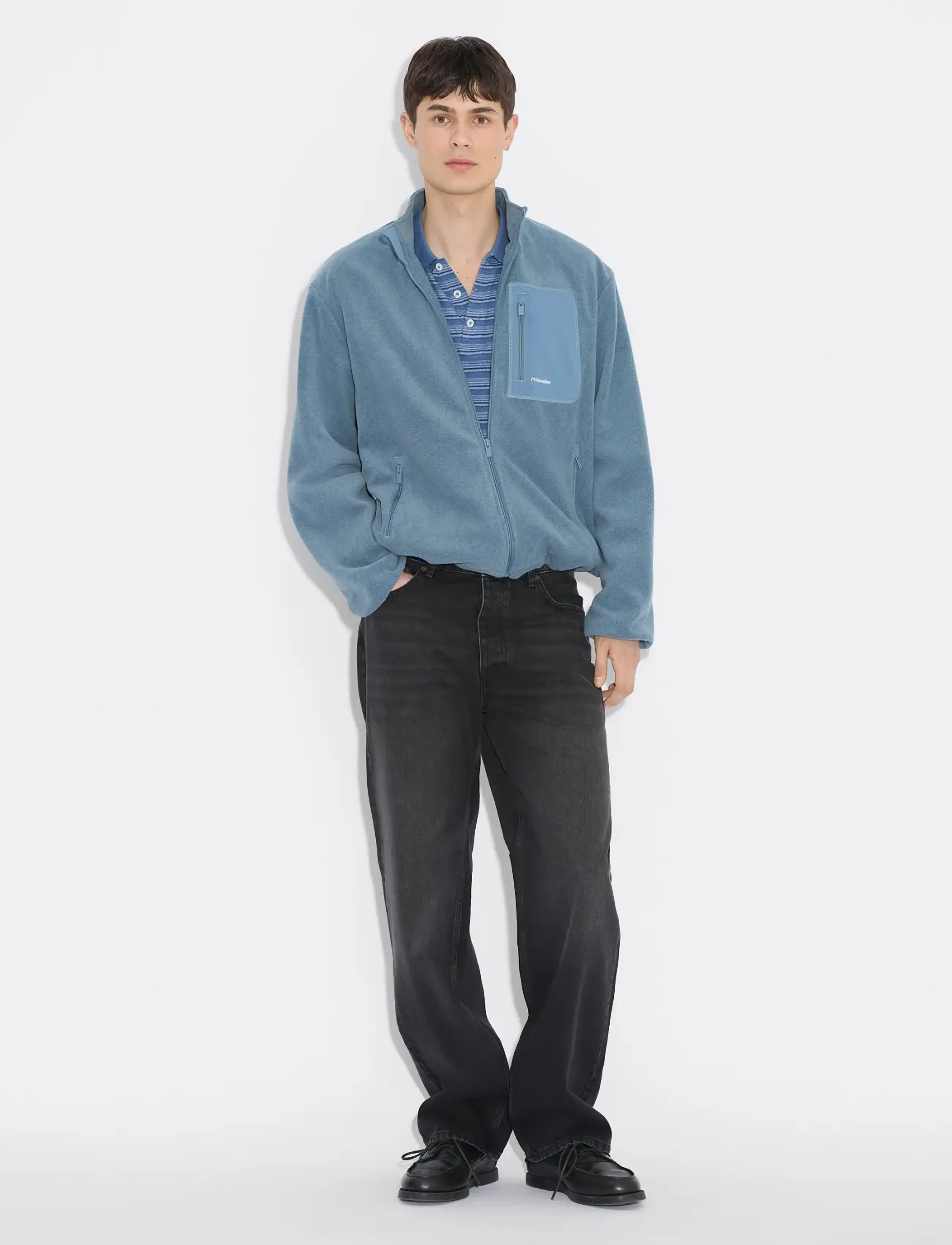 HOLZWEILER Regular Fleece Jacket - Spring Wardrobe - DUSTY BLUE / blue