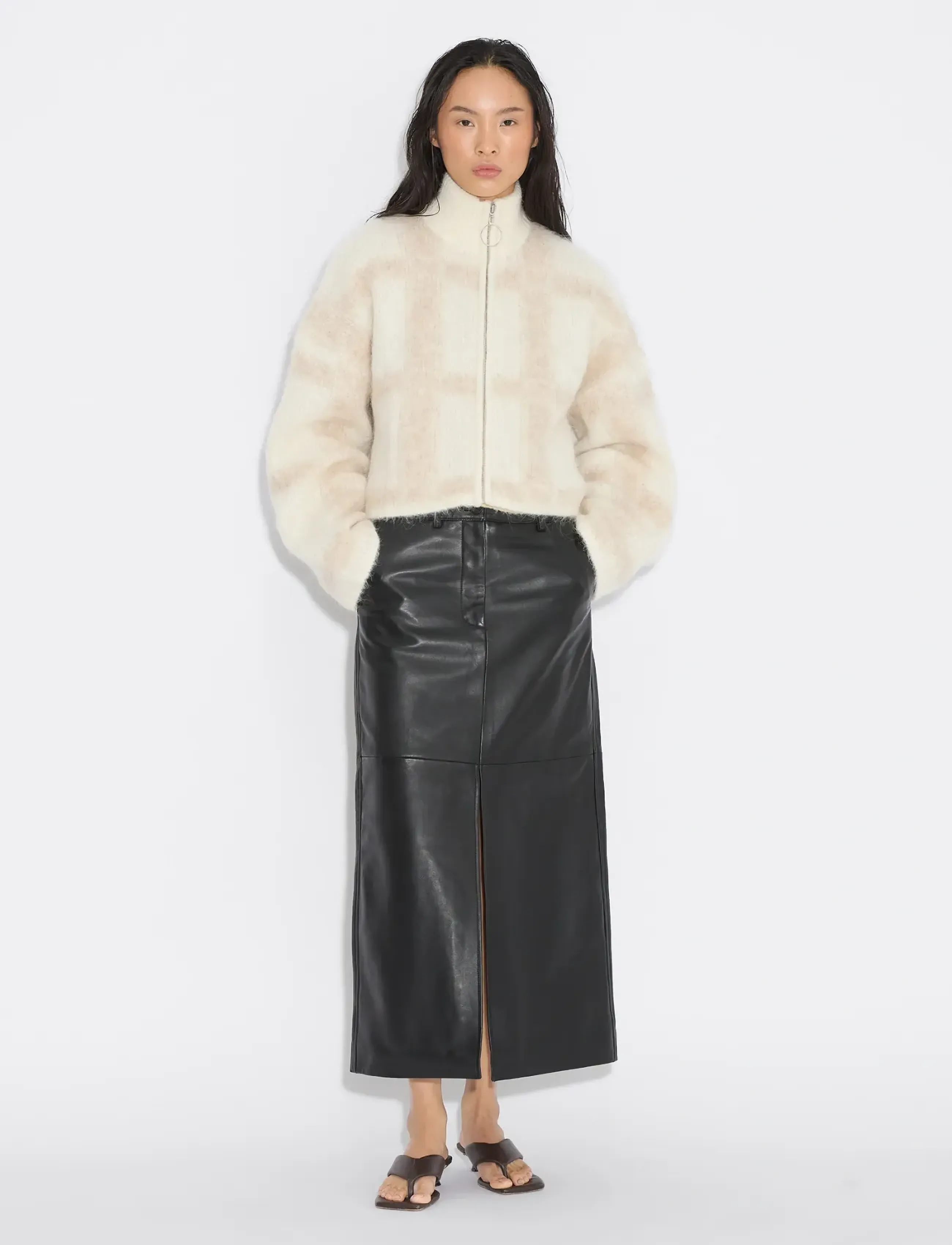 HOLZWEILER Tine Light Check Cardigan, XXS, Cream, Strik > Cardigans, Dame