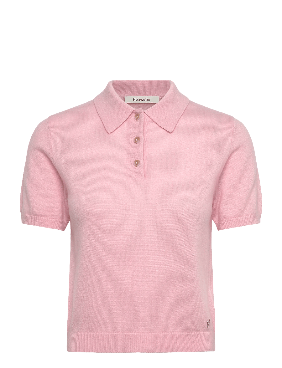 HOLZWEILER - Cashmere Short Sleeve Polo - poloskjorter - pink - 1