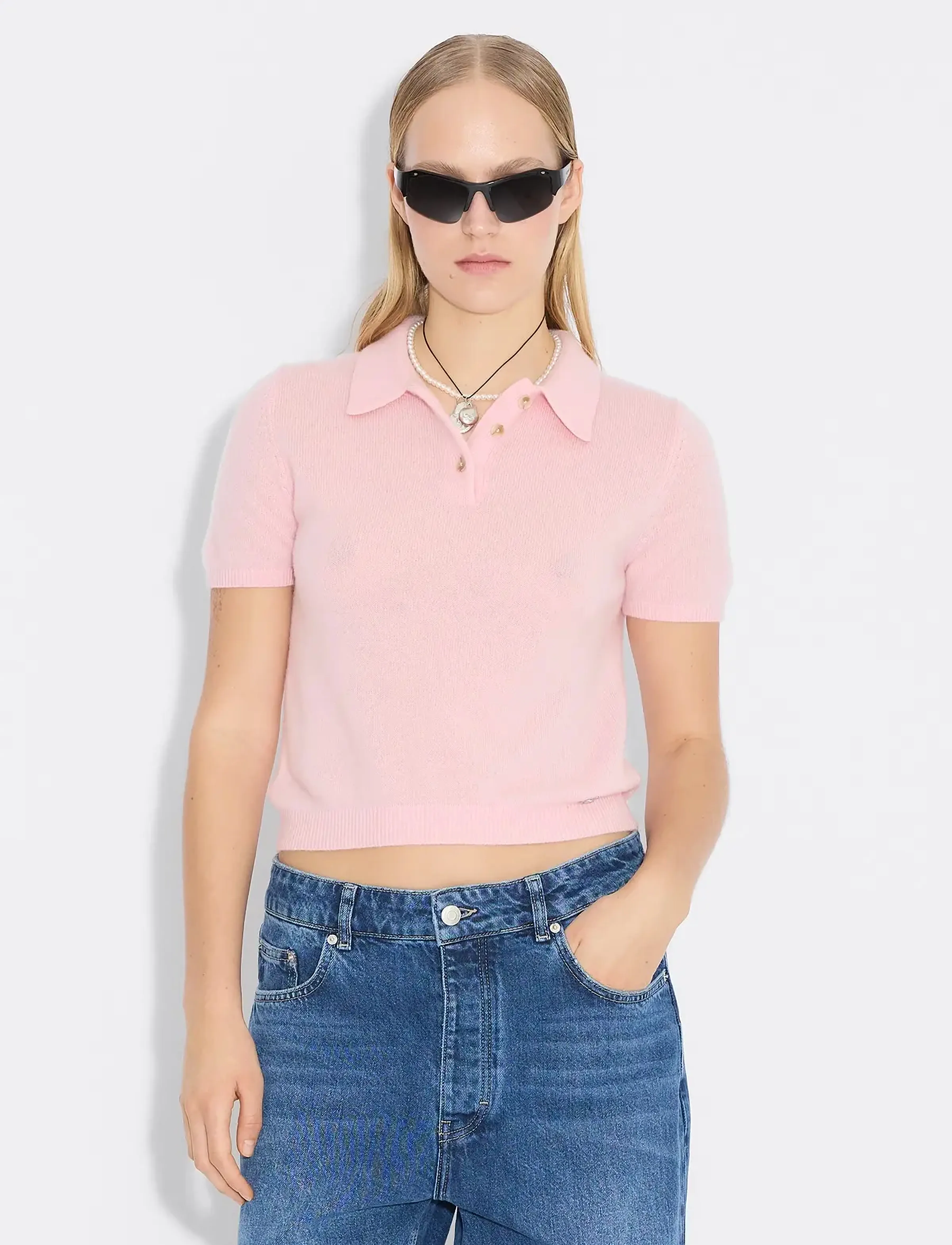 HOLZWEILER - Cashmere Short Sleeve Polo - kašmiir - pink - 3