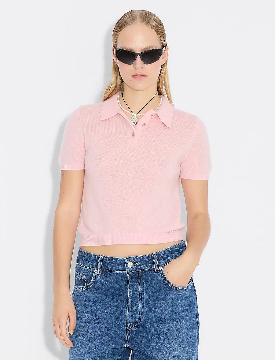 HOLZWEILER - Cashmere Short Sleeve Polo - poloskjorter - pink - 3