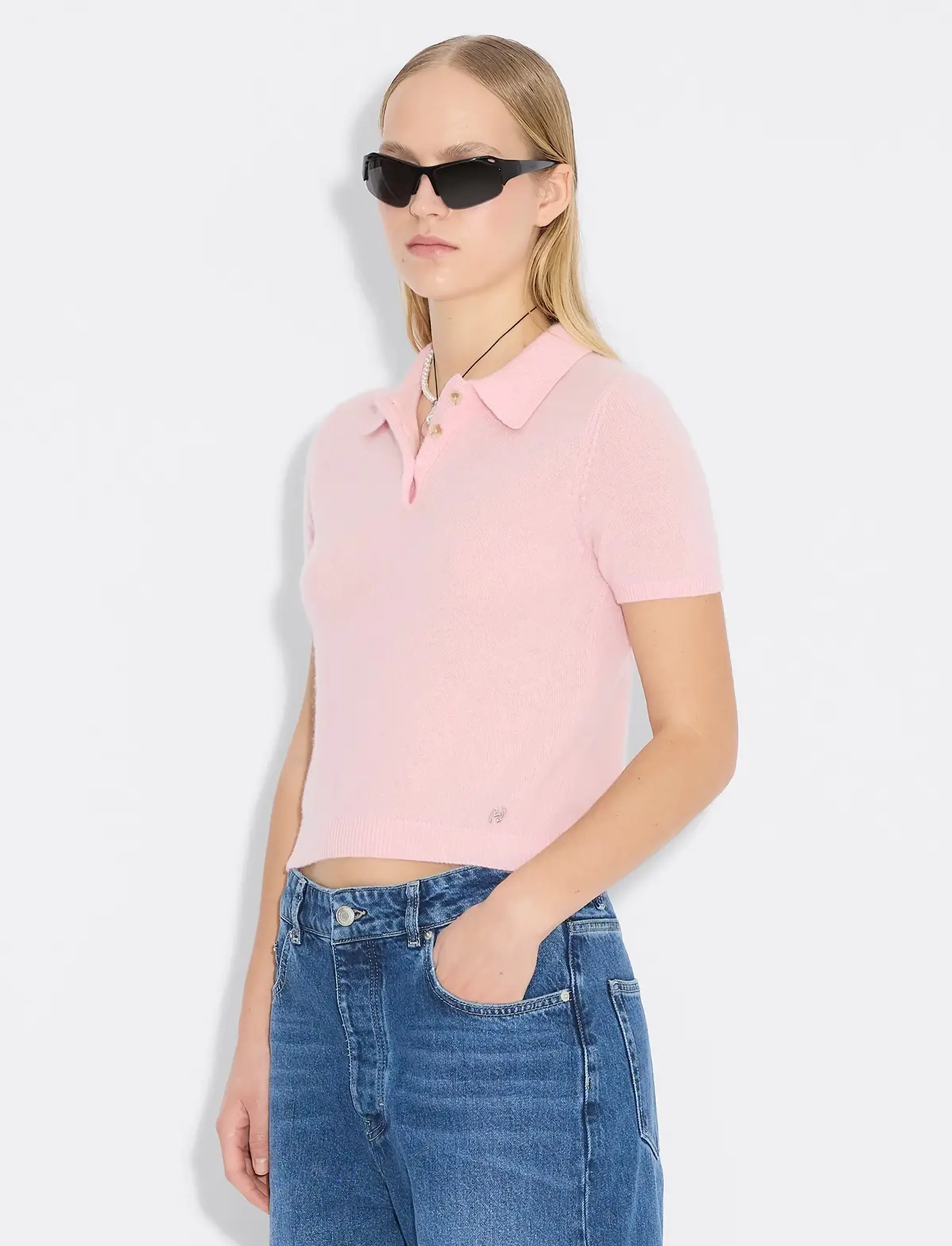 HOLZWEILER - Cashmere Short Sleeve Polo - kašmiir - pink - 4