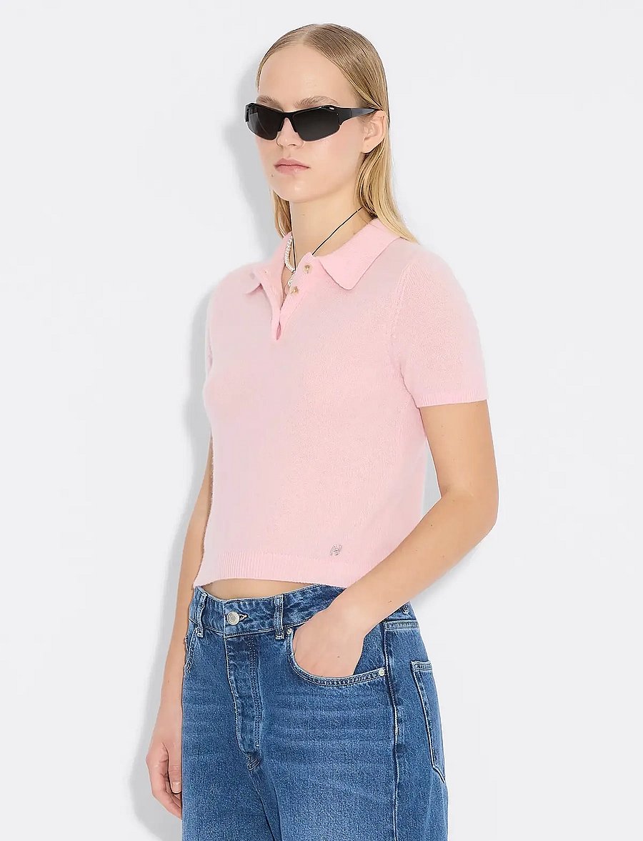 HOLZWEILER - Cashmere Short Sleeve Polo - poloskjorter - pink - 4