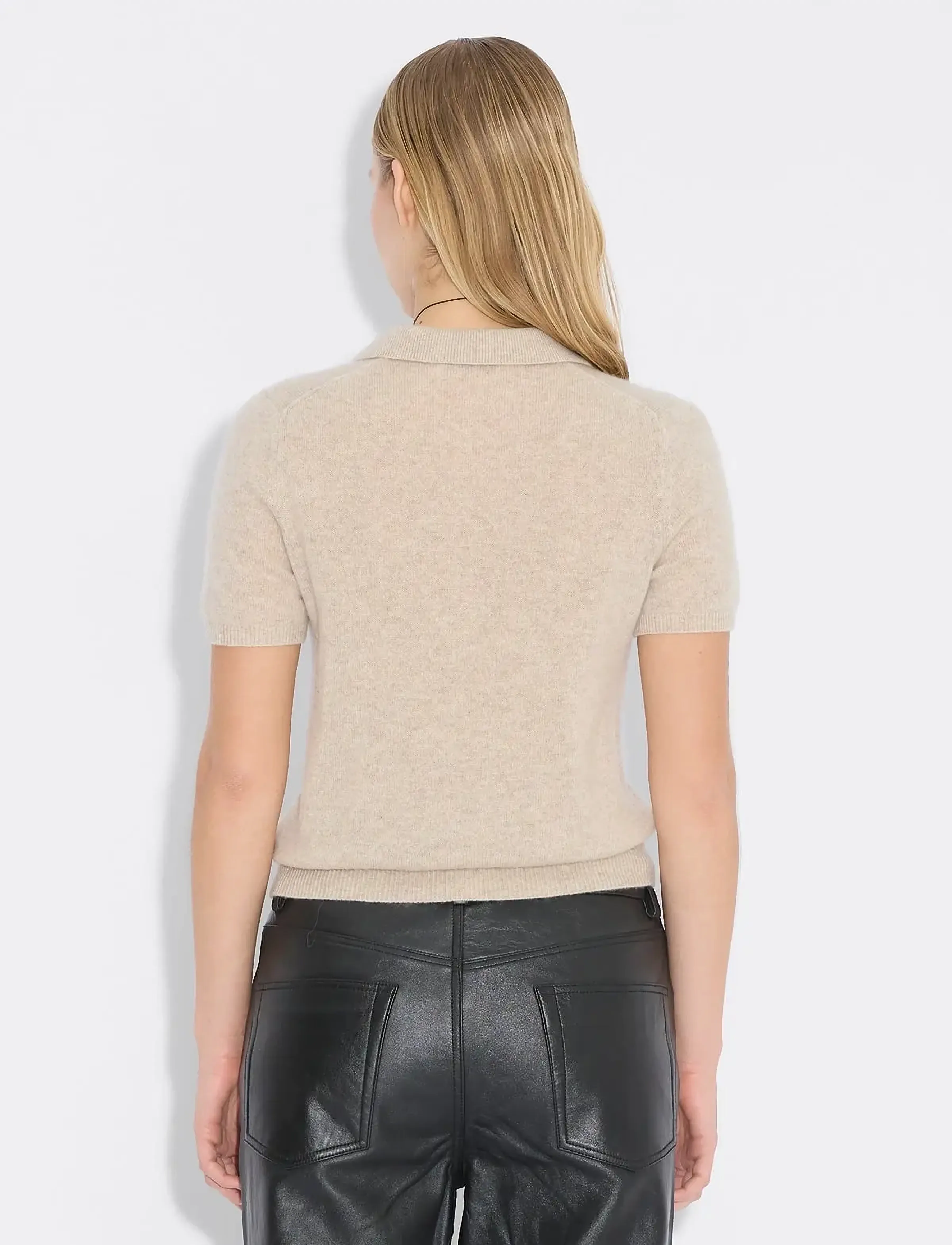 HOLZWEILER - Cashmere Short Sleeve Polo - poloskjorter - sand - 4