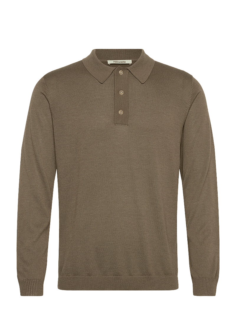 HOLZWEILER - Ollie Polo - långärmade stickade pikétröjor - taupe - 1