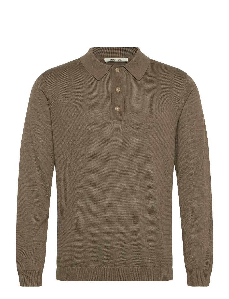 HOLZWEILER - Ollie Polo - polos en tricot à manches longues - taupe - 1