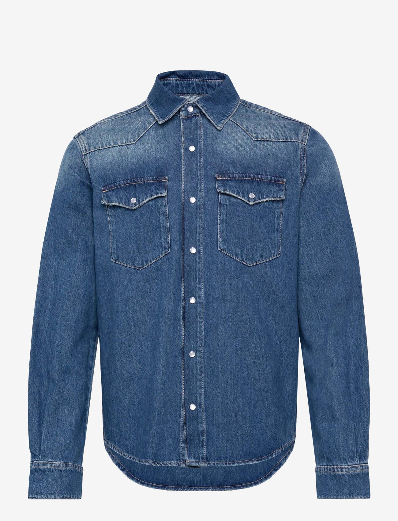 HOLZWEILER - M Slim Denim Shirt - basic skjorter - blue - 0