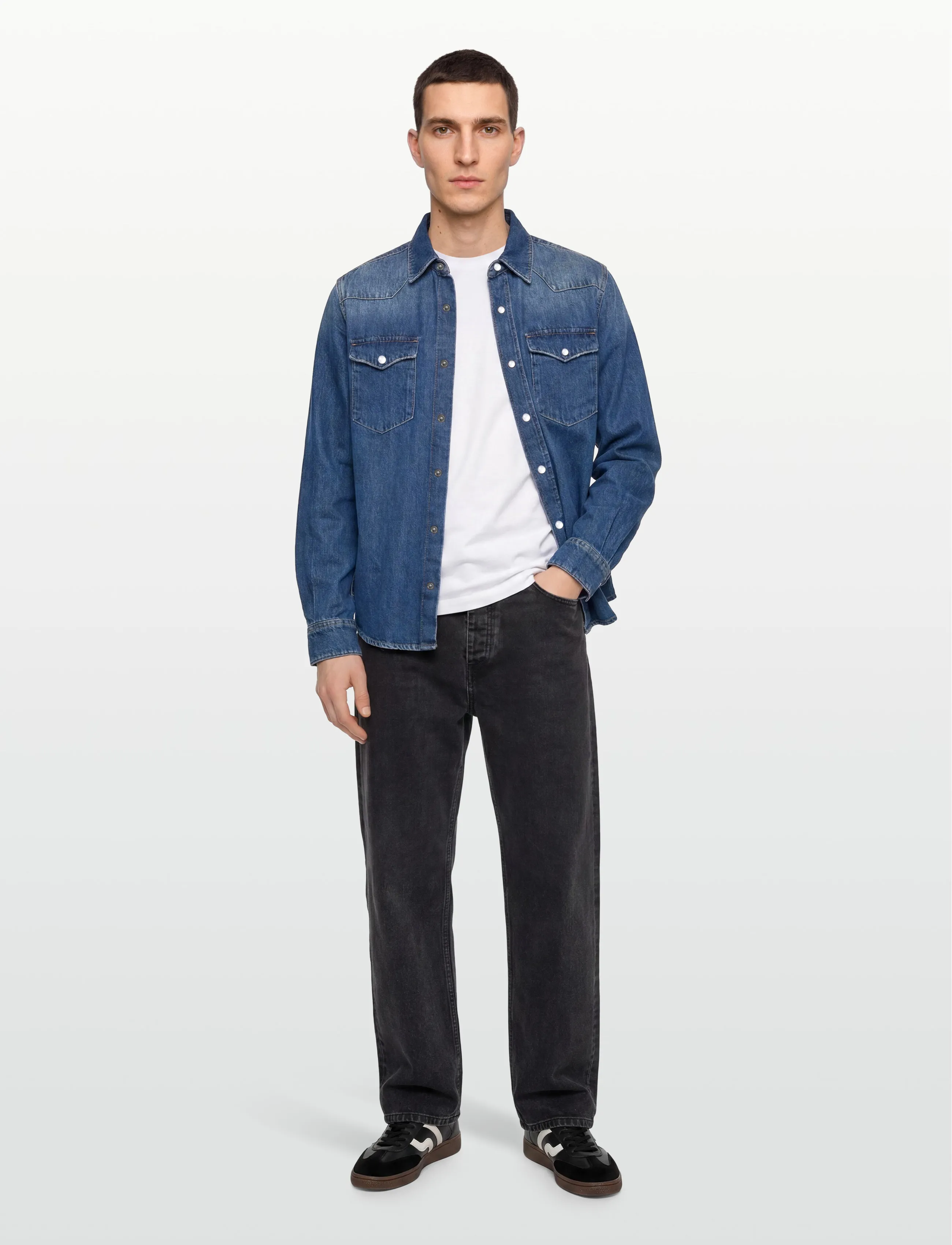 HOLZWEILER M Slim Denim Shirt - Džinsiniai marškiniai - BLUE / blue