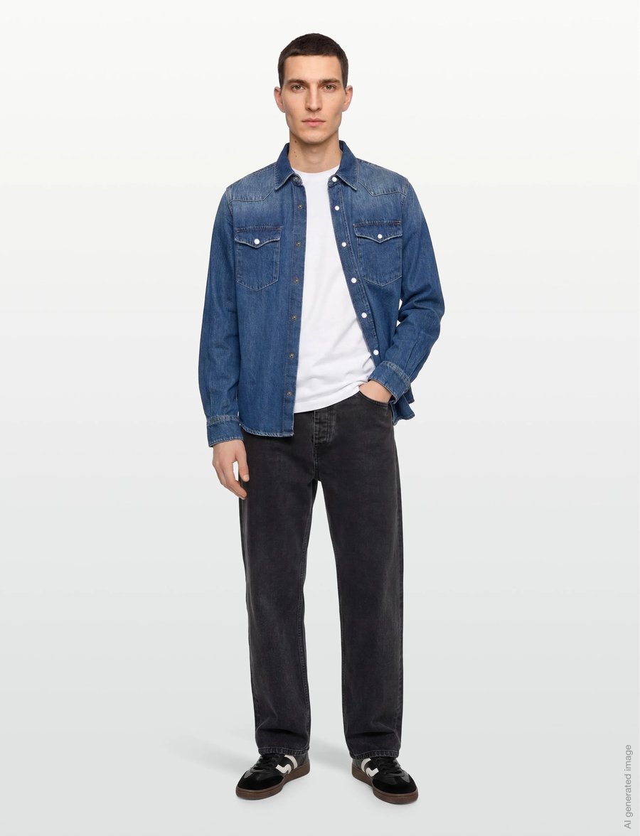 HOLZWEILER - M Slim Denim Shirt - basic-hemden - blue - 0