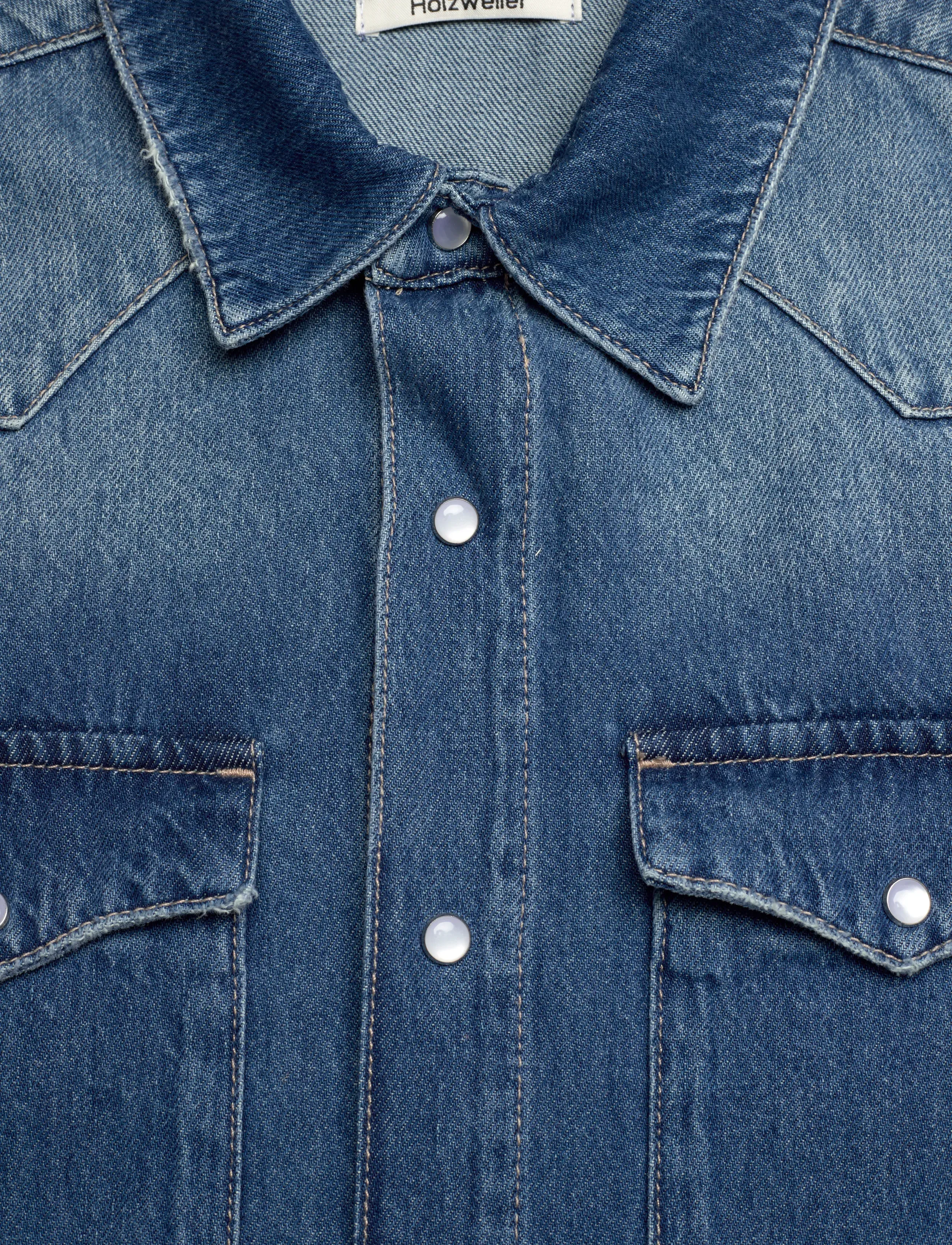 HOLZWEILER - M Slim Denim Shirt - basic shirts - blue - 2