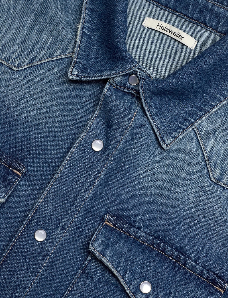 HOLZWEILER - M Slim Denim Shirt - basic skjorter - blue - 3