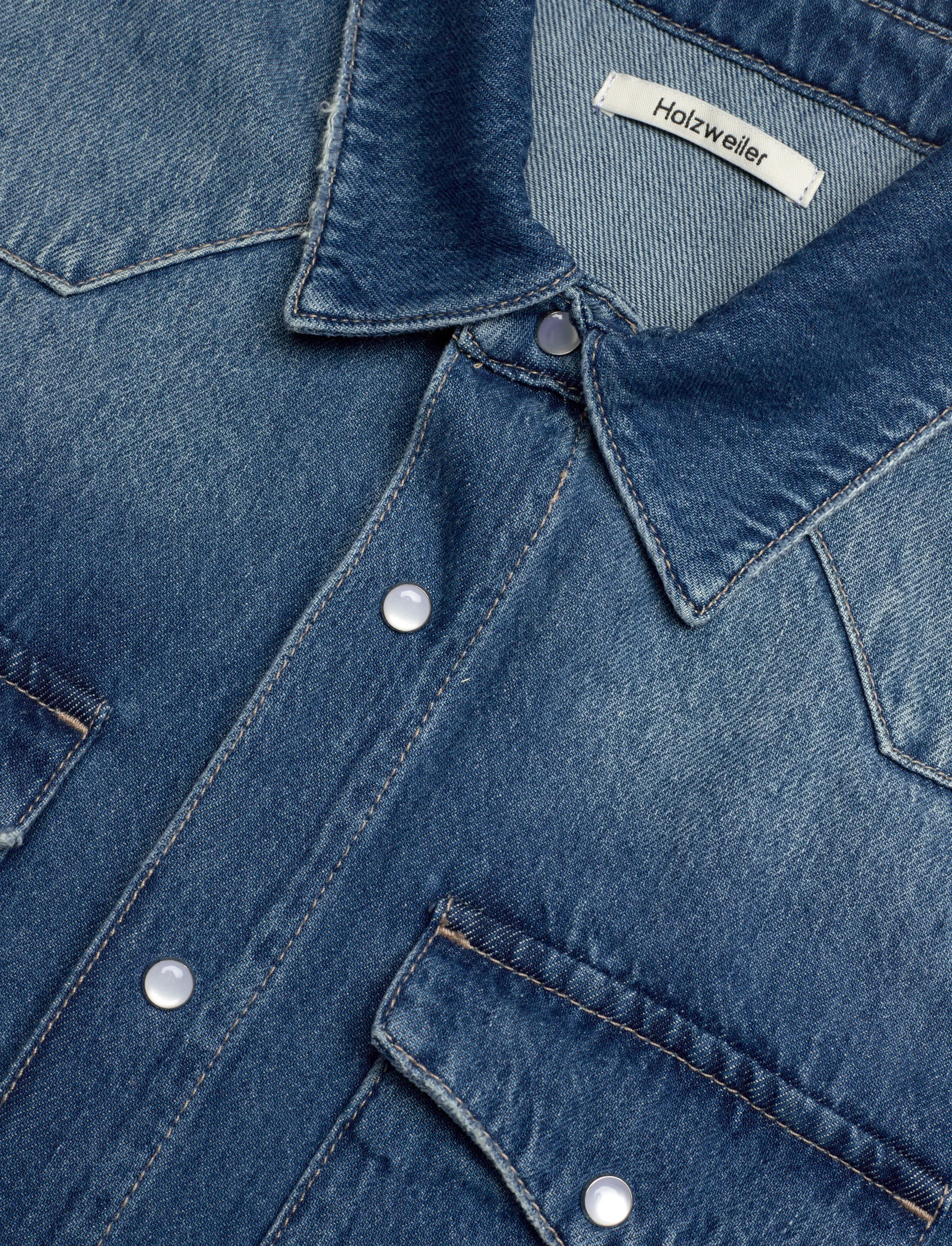 HOLZWEILER - M Slim Denim Shirt - basic shirts - blue - 3