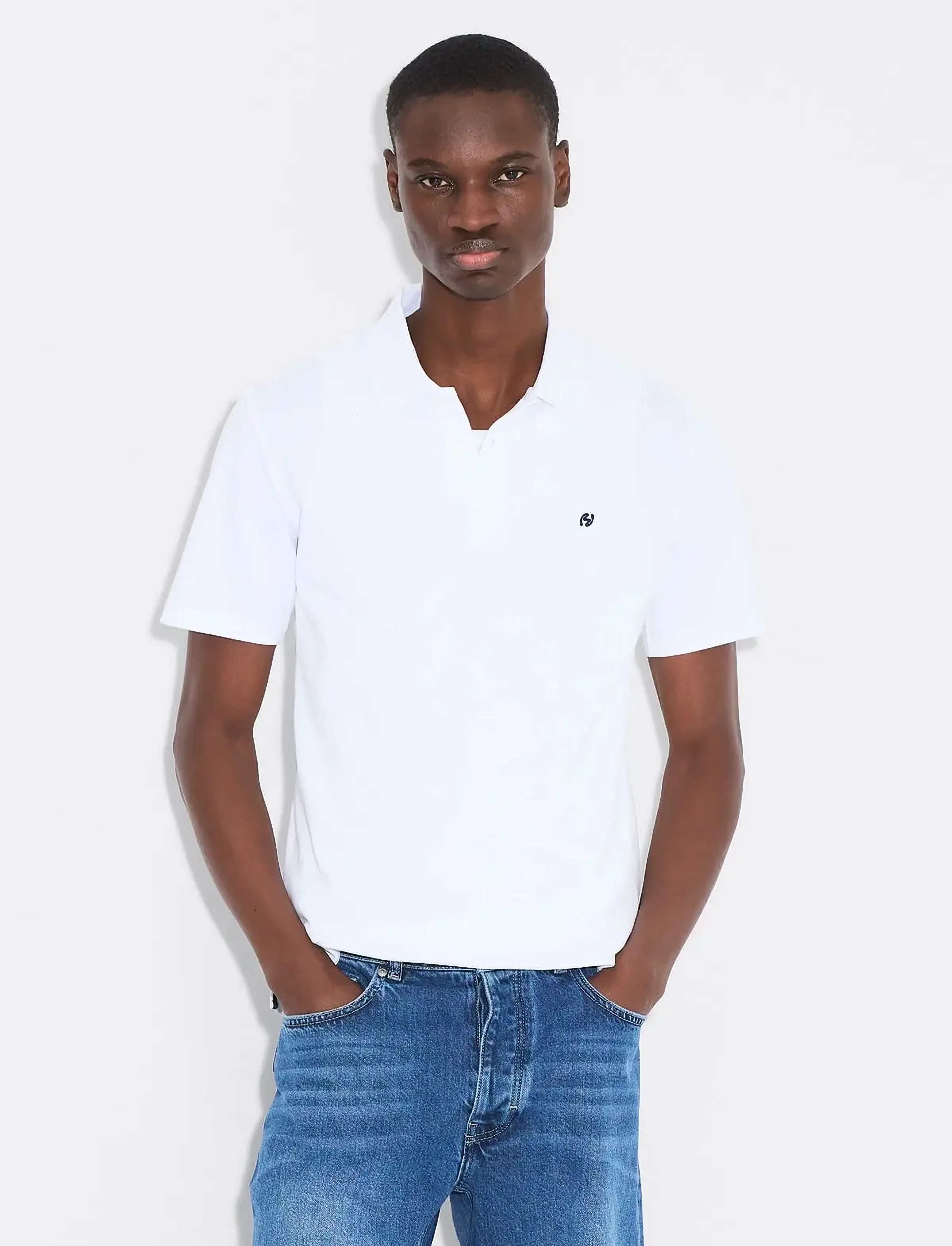 HOLZWEILER Slim Pique, S, White, Poloer > Kortærmede, Herre