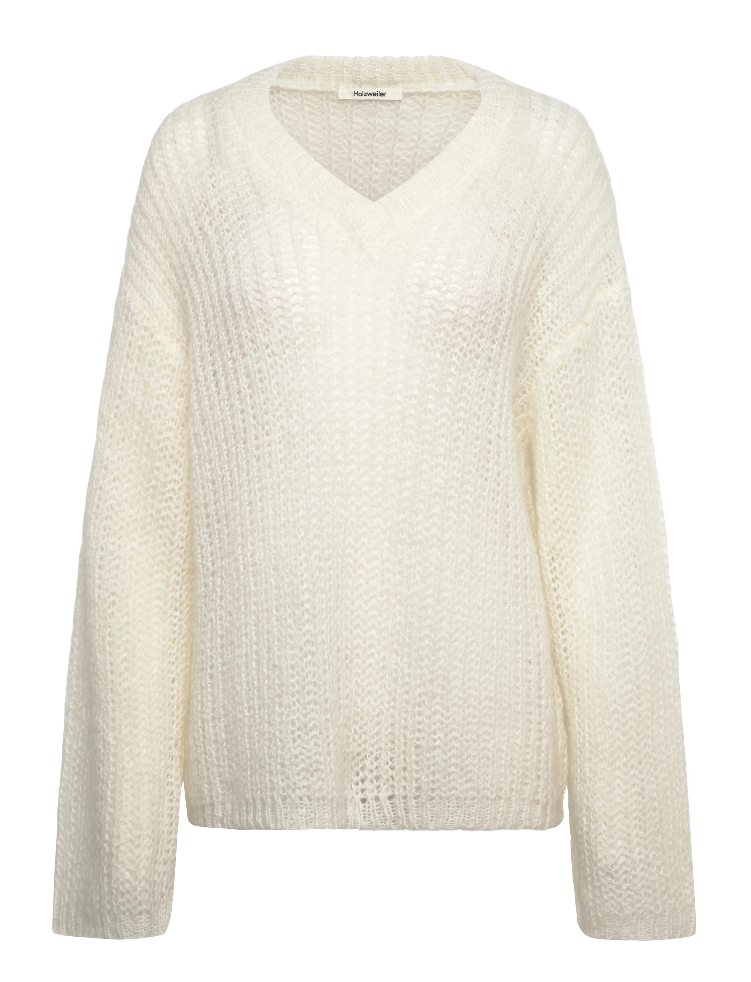 HOLZWEILER Boxy Mohair V-Neck - Transitional Layering - ECRU / cream