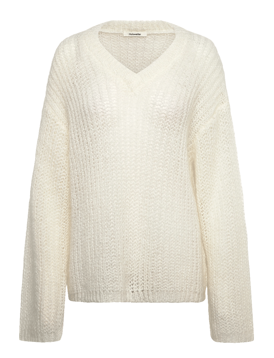 HOLZWEILER - Boxy Mohair V-Neck - pullover - ecru - 1