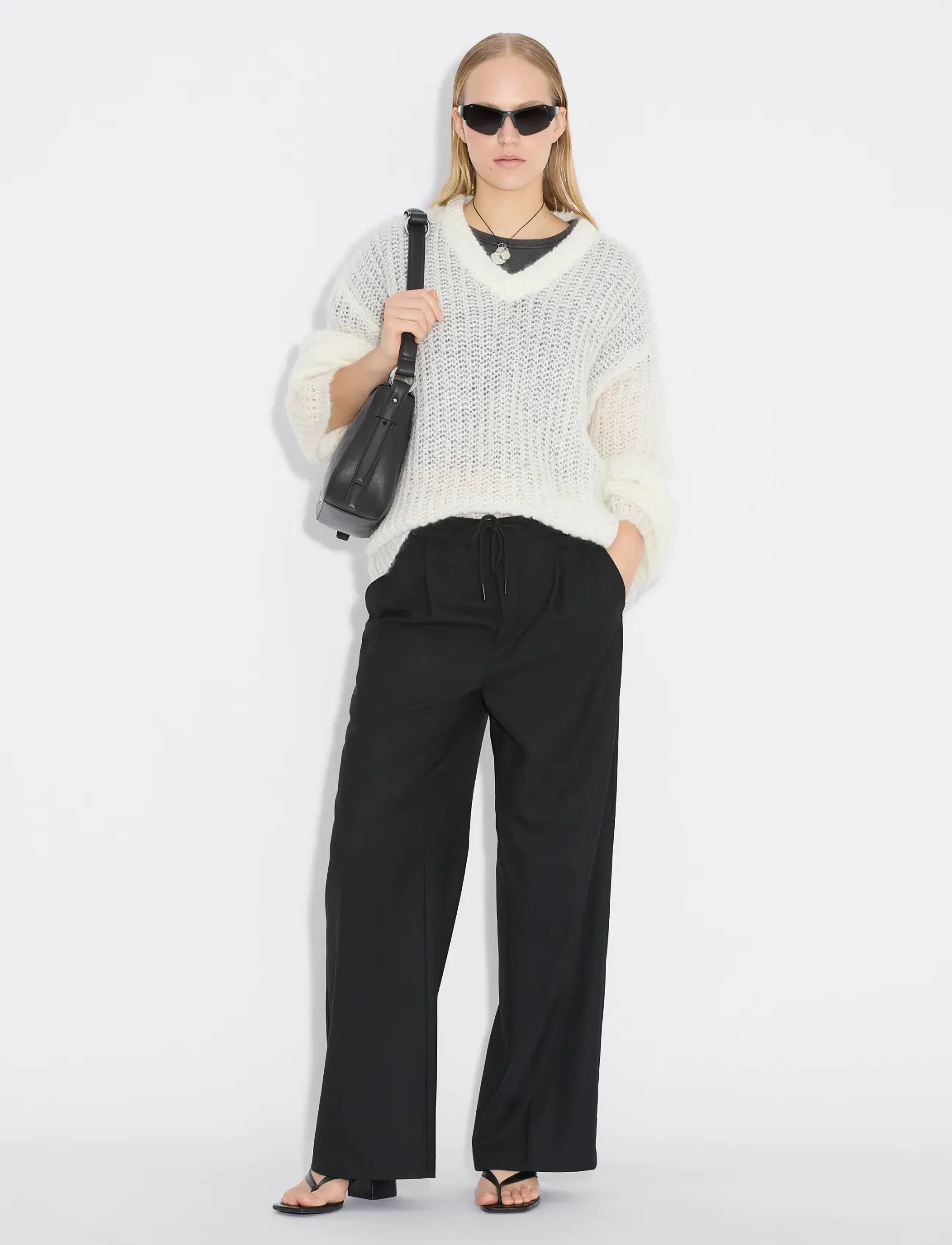 HOLZWEILER Boxy Mohair V-Neck, XS, Cream, Strik > Trøjer, Dame