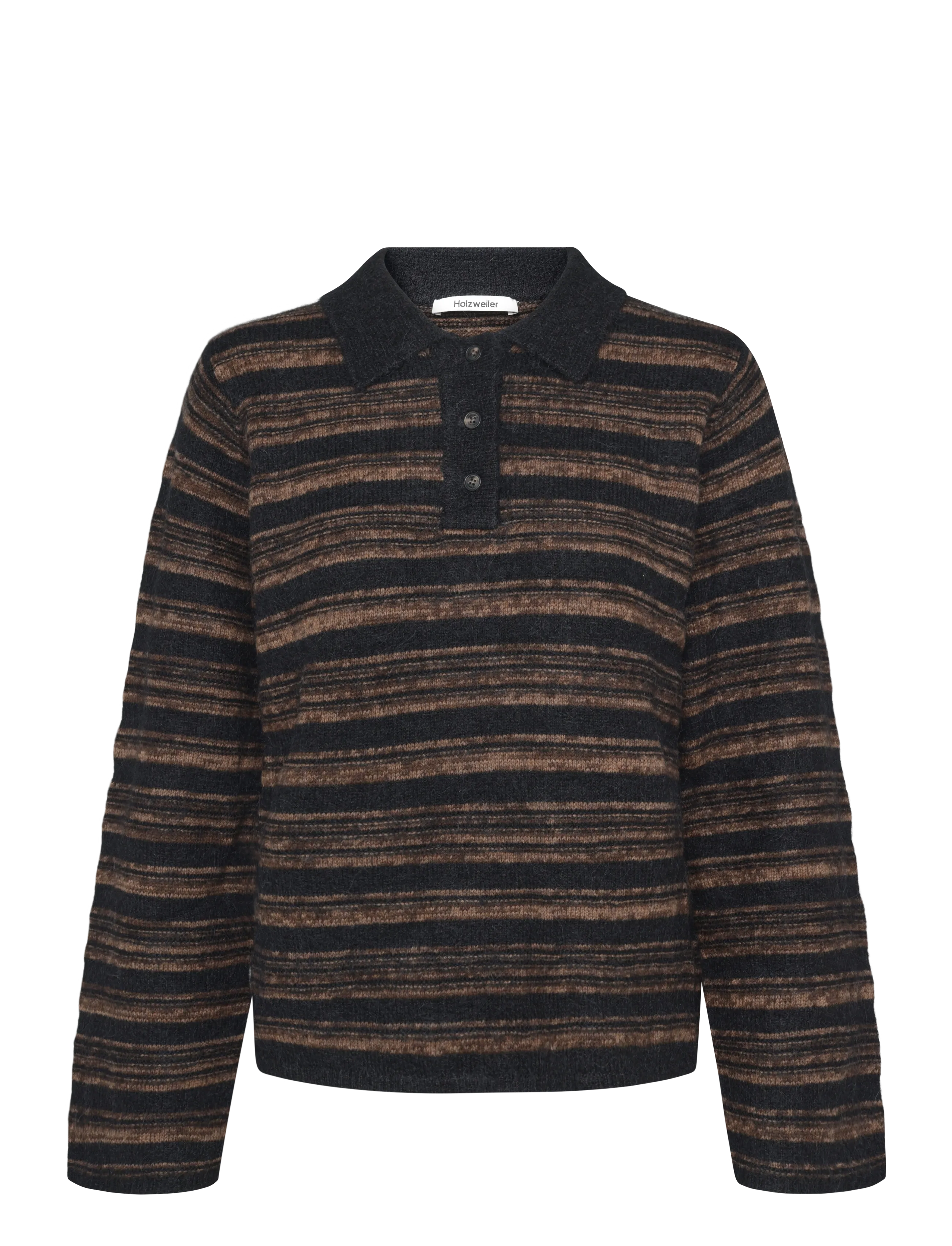 HOLZWEILER Olivia Wool Polo Sweater - Strickmode - BROWN MIX / brown