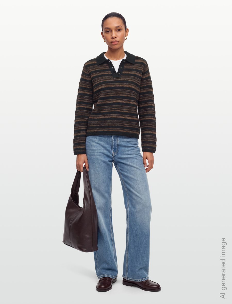 HOLZWEILER - Olivia Wool Polo Sweater - stickade tröjor - brown mix - 0