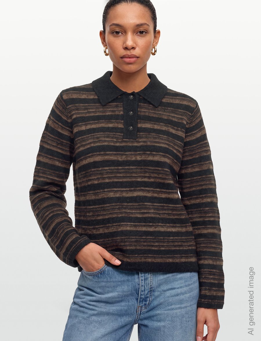 HOLZWEILER - Olivia Wool Polo Sweater - stickade tröjor - brown mix - 3