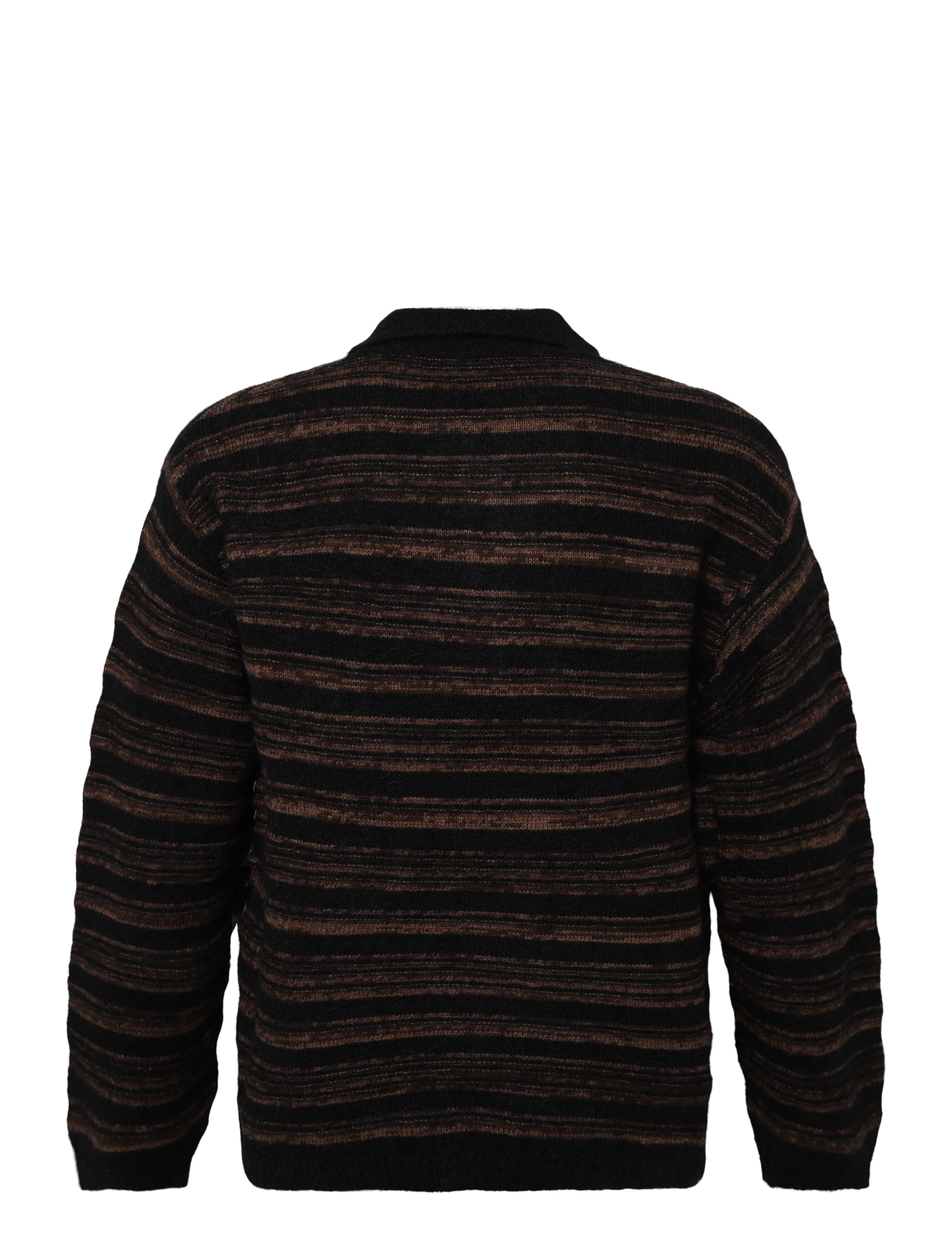 HOLZWEILER - Ollie Wool Polo Sweater - langärmelige strick-polohemden - brown stripe - 1