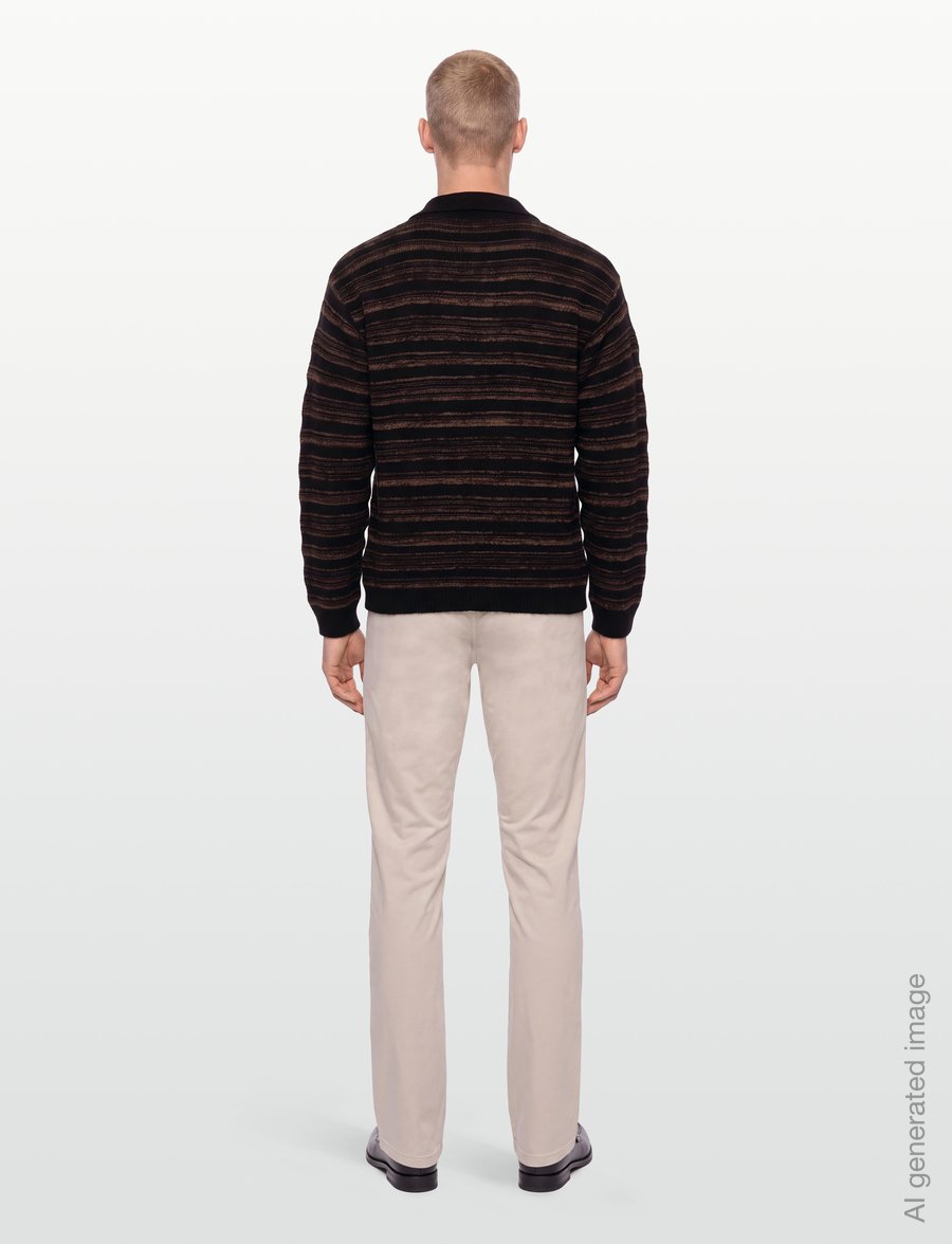 HOLZWEILER - Ollie Wool Polo Sweater - pitkähihaiset neulepoolot - brown stripe - 4