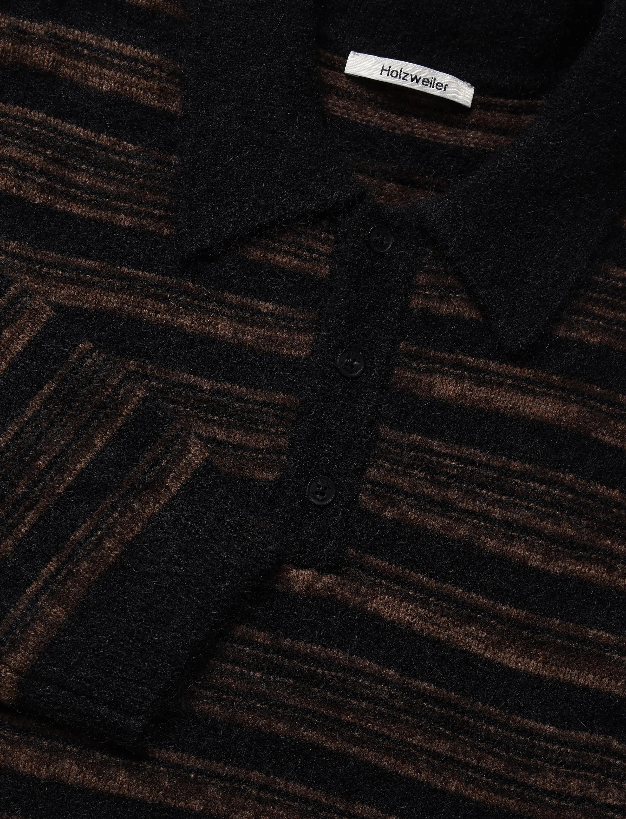 HOLZWEILER - Ollie Wool Polo Sweater - langärmelige strick-polohemden - brown stripe - 2