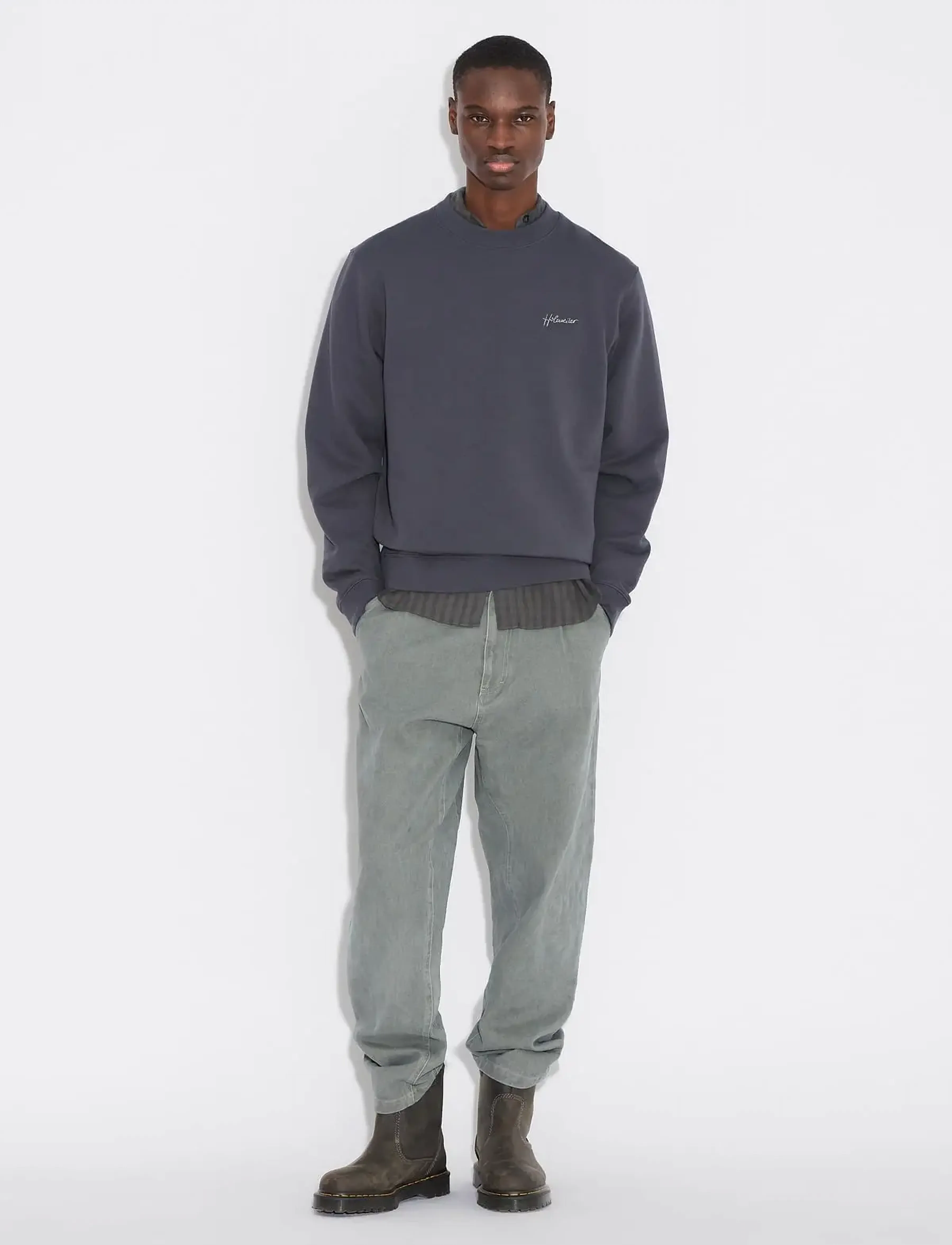 HOLZWEILER Embroidery Crew, S, Grey, Sweatshirts & Hættetrøjer > Sweatshirts, Herre