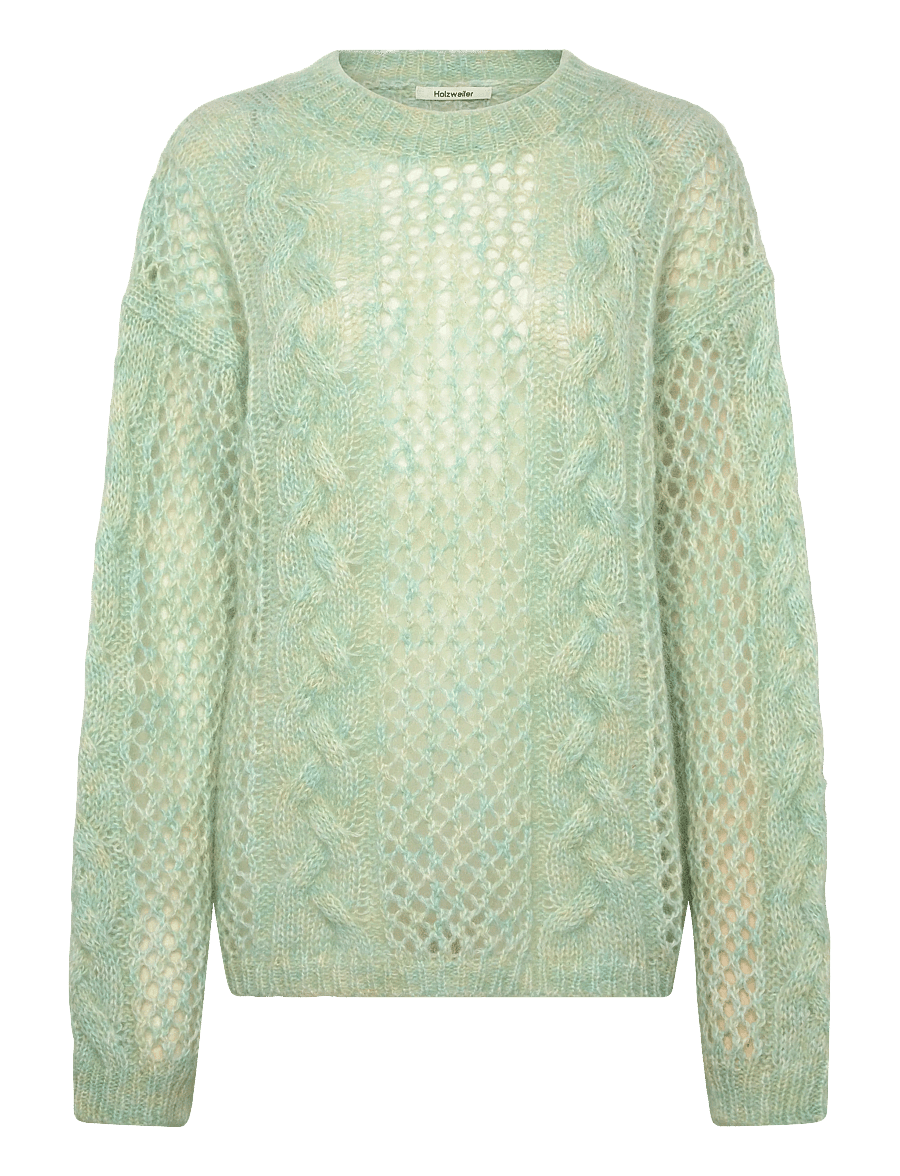 HOLZWEILER - Mohair Cable Knit Crew - tröjor - green mix - 1