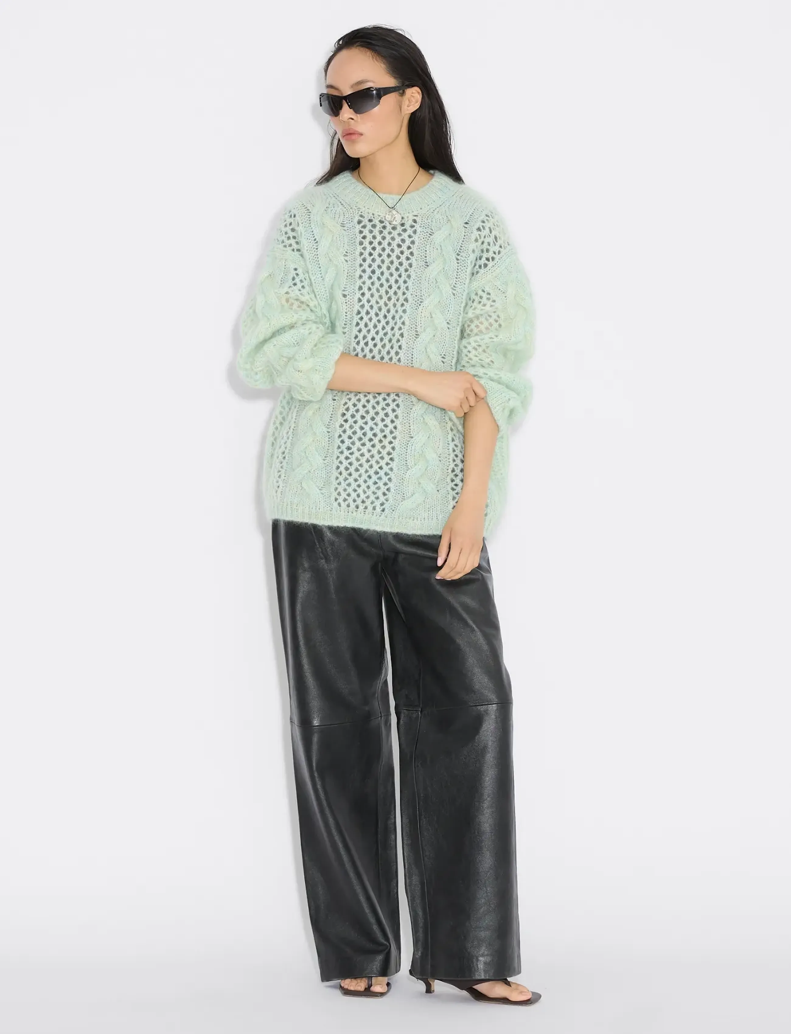 HOLZWEILER Mohair Cable Knit Crew, S, Knitwear, Grün - Jumpers, Frauen