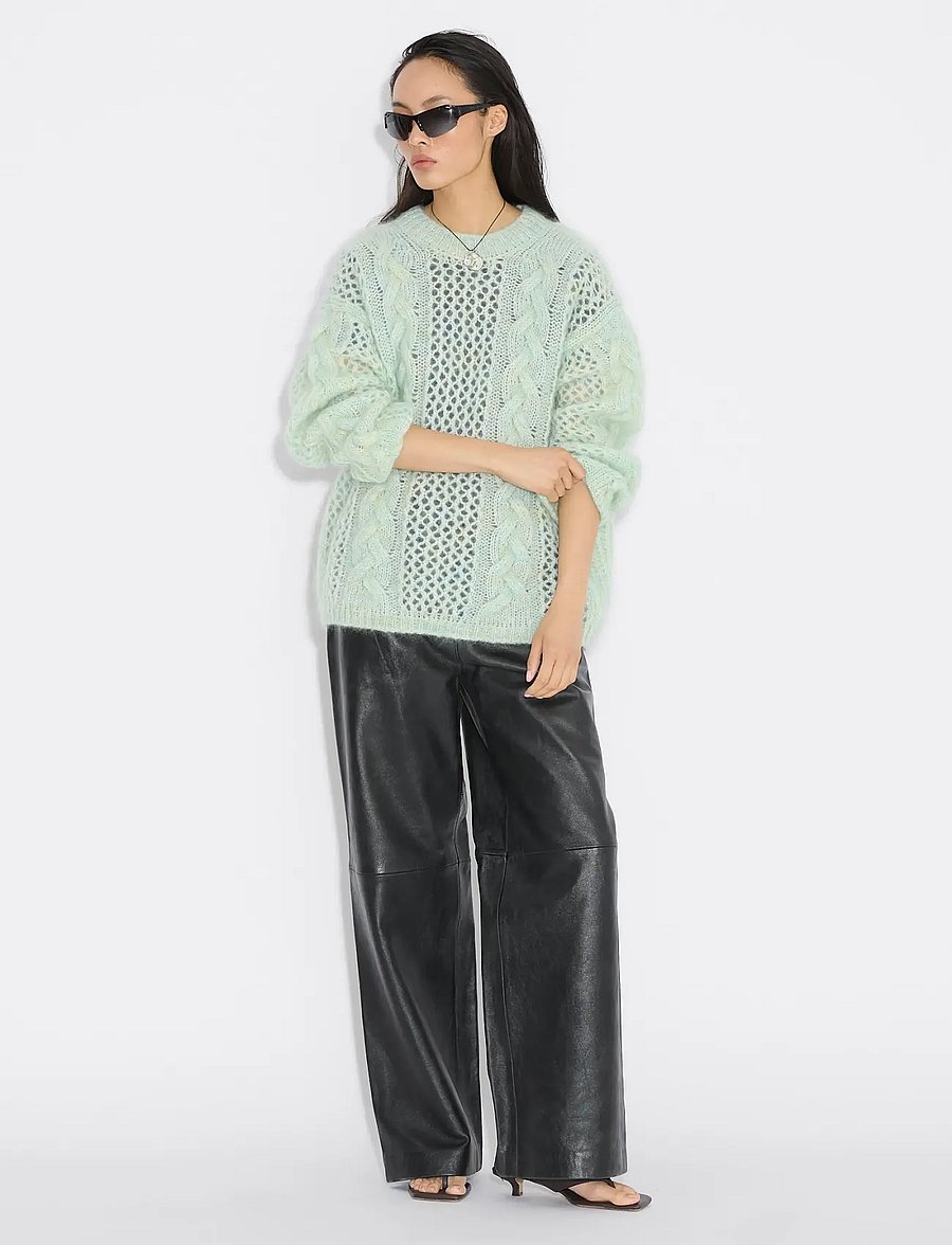 HOLZWEILER - Mohair Cable Knit Crew - tröjor - green mix - 0