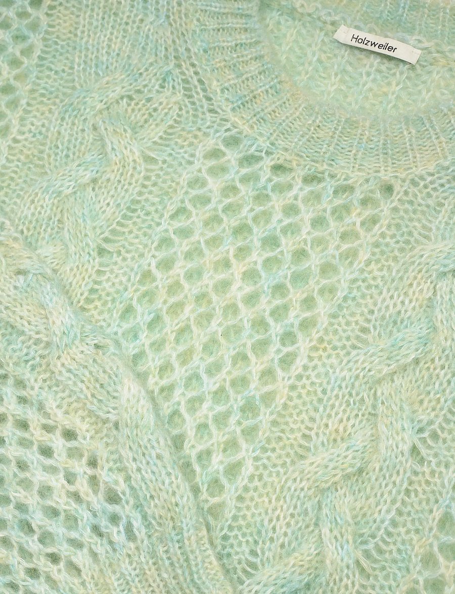 HOLZWEILER - Mohair Cable Knit Crew - tröjor - green mix - 4