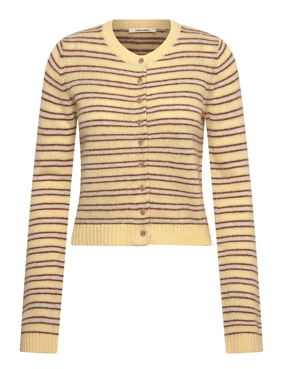 HOLZWEILER - Stripe Wool Cardigan - cardigans - lt. yellow stripe - 1