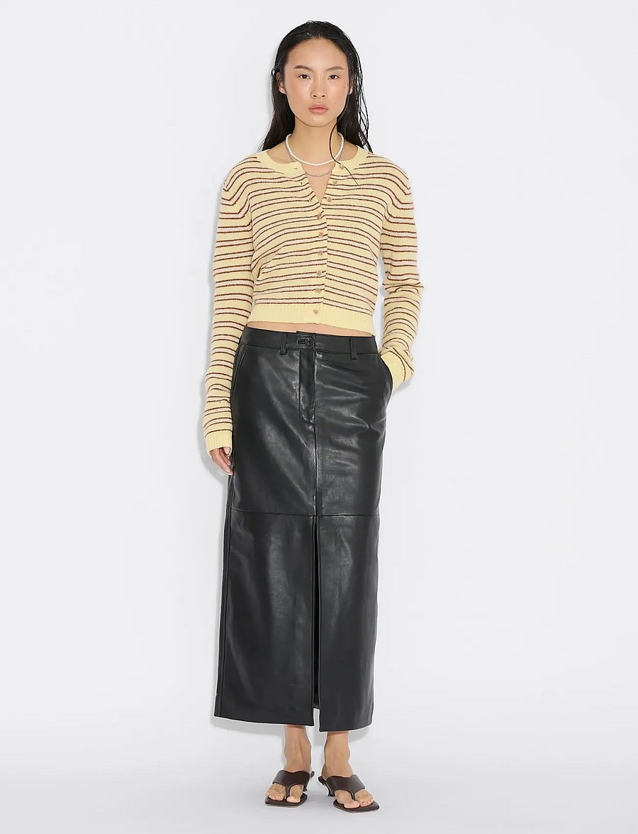HOLZWEILER - Stripe Wool Cardigan - cardigans - lt. yellow stripe - 0