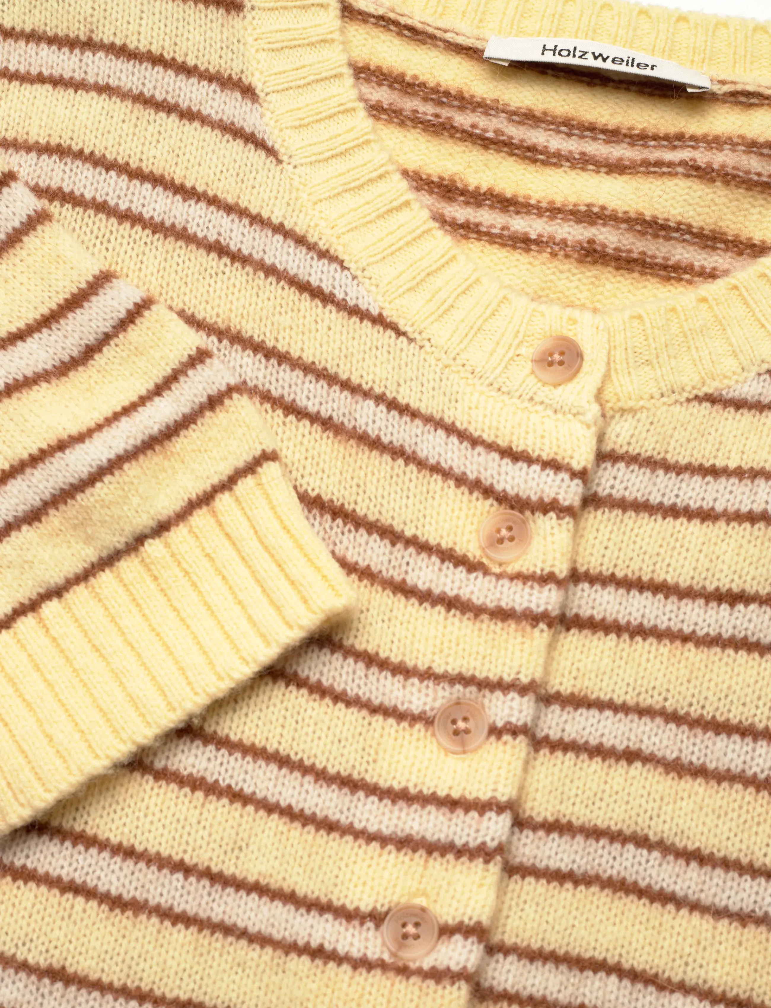 HOLZWEILER - Stripe Wool Cardigan - cardigans - lt. yellow stripe - 3