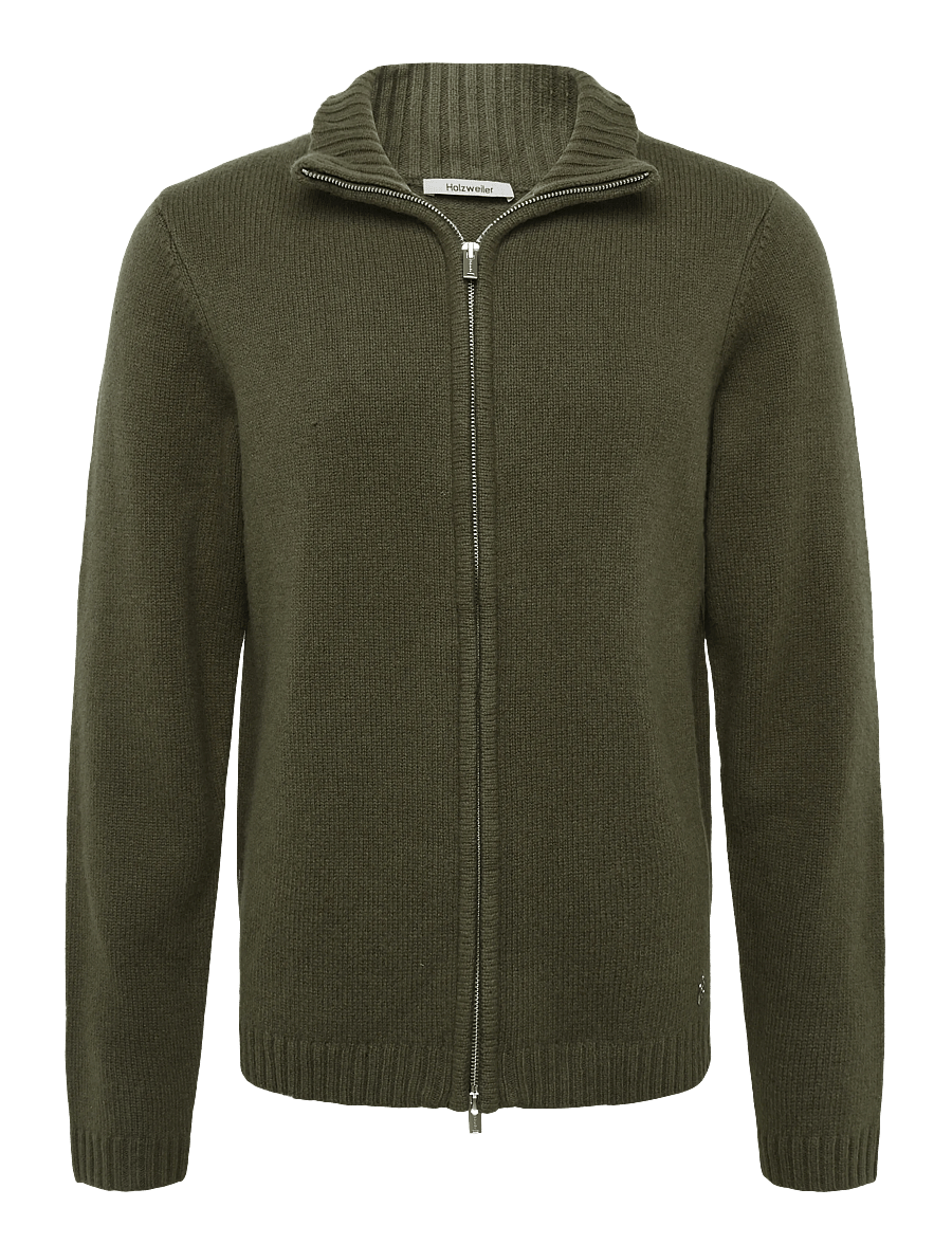 HOLZWEILER - Andreas Zip-Up Cardigan - poolpika lukuga džemprid - dk. green - 0