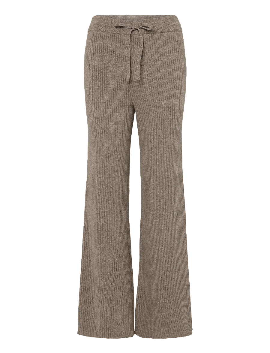 HOLZWEILER - Amara Rib Trousers - utsvängda byxor - taupe - 0