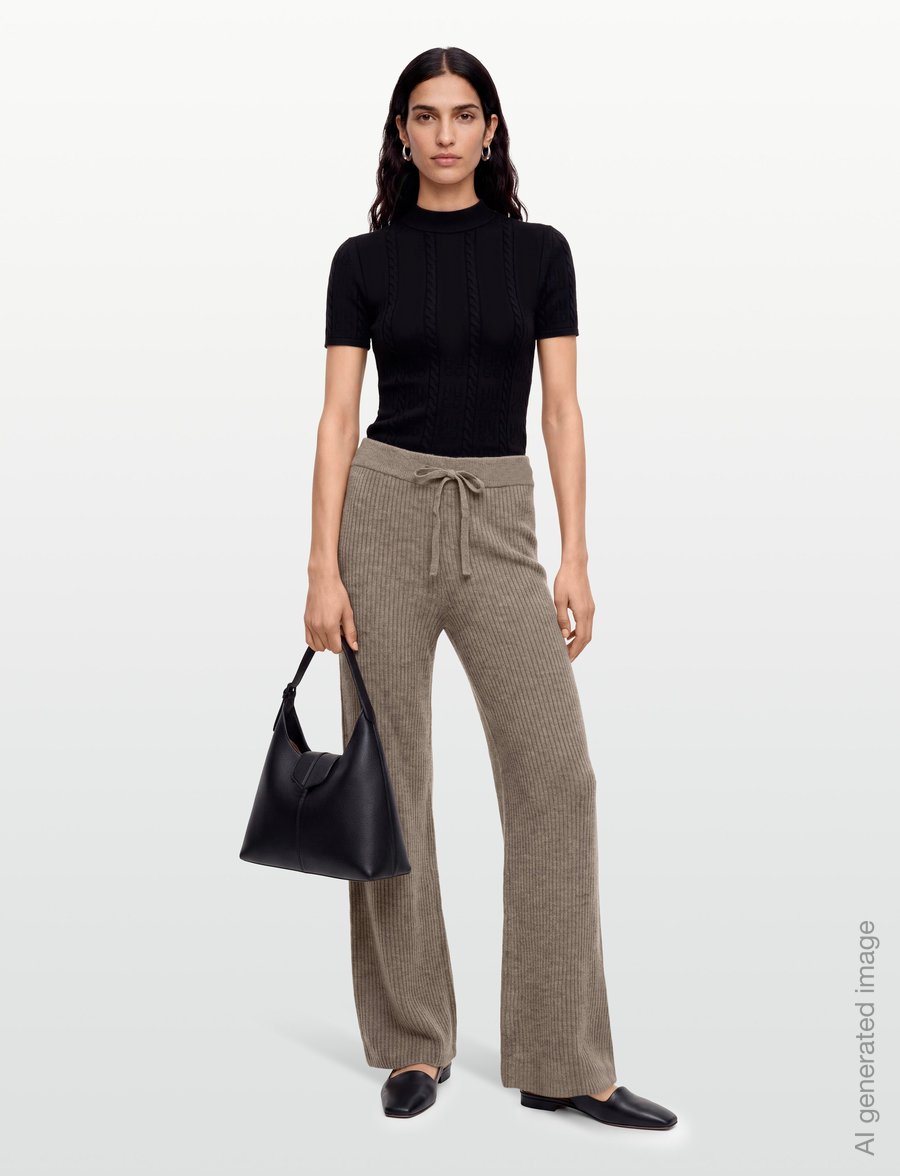 HOLZWEILER - Amara Rib Trousers - alt laiad püksid - taupe - 0