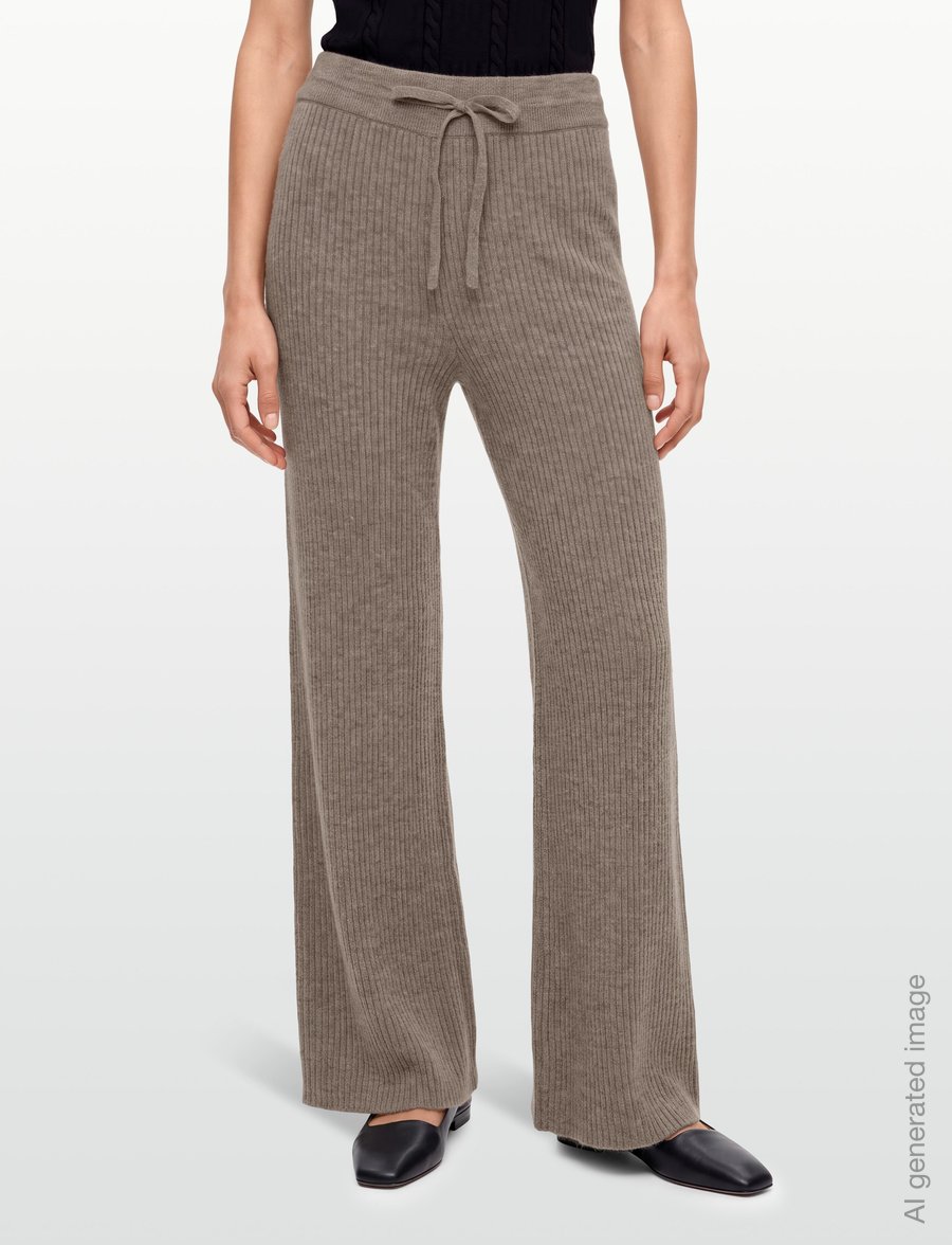 HOLZWEILER - Amara Rib Trousers - alt laiad püksid - taupe - 3