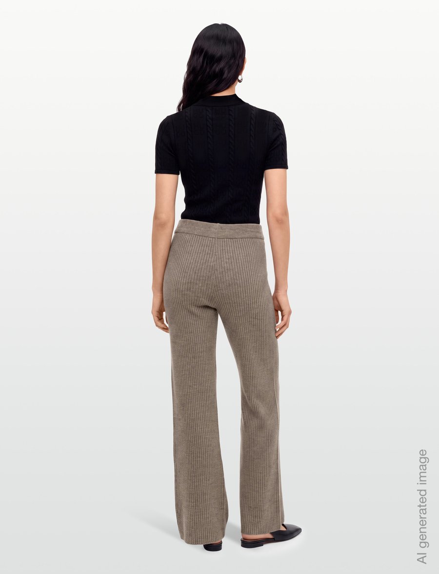 HOLZWEILER - Amara Rib Trousers - alt laiad püksid - taupe - 4