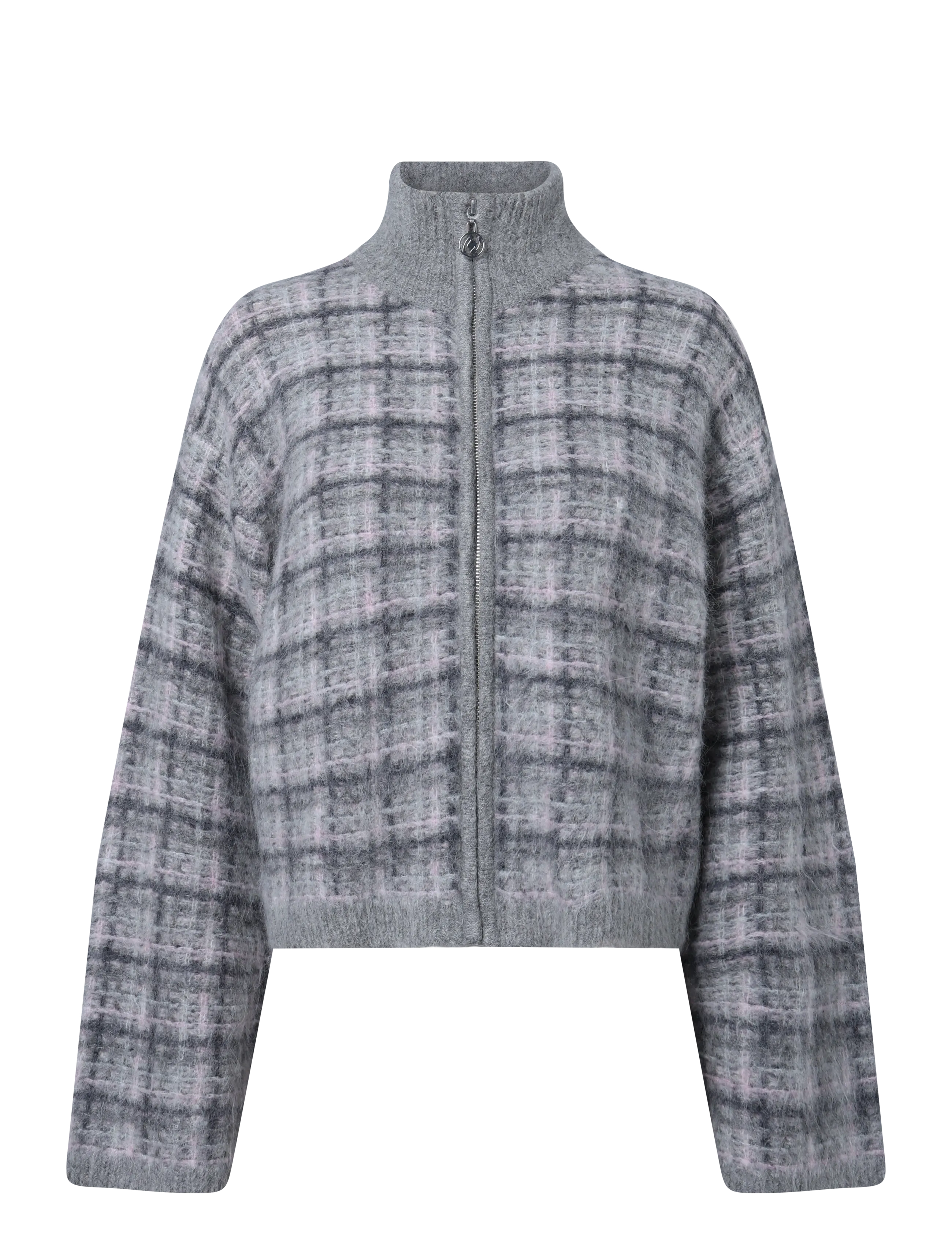 HOLZWEILER Peony Check Cardigan - Transitional Layering - GREY MIX / grey