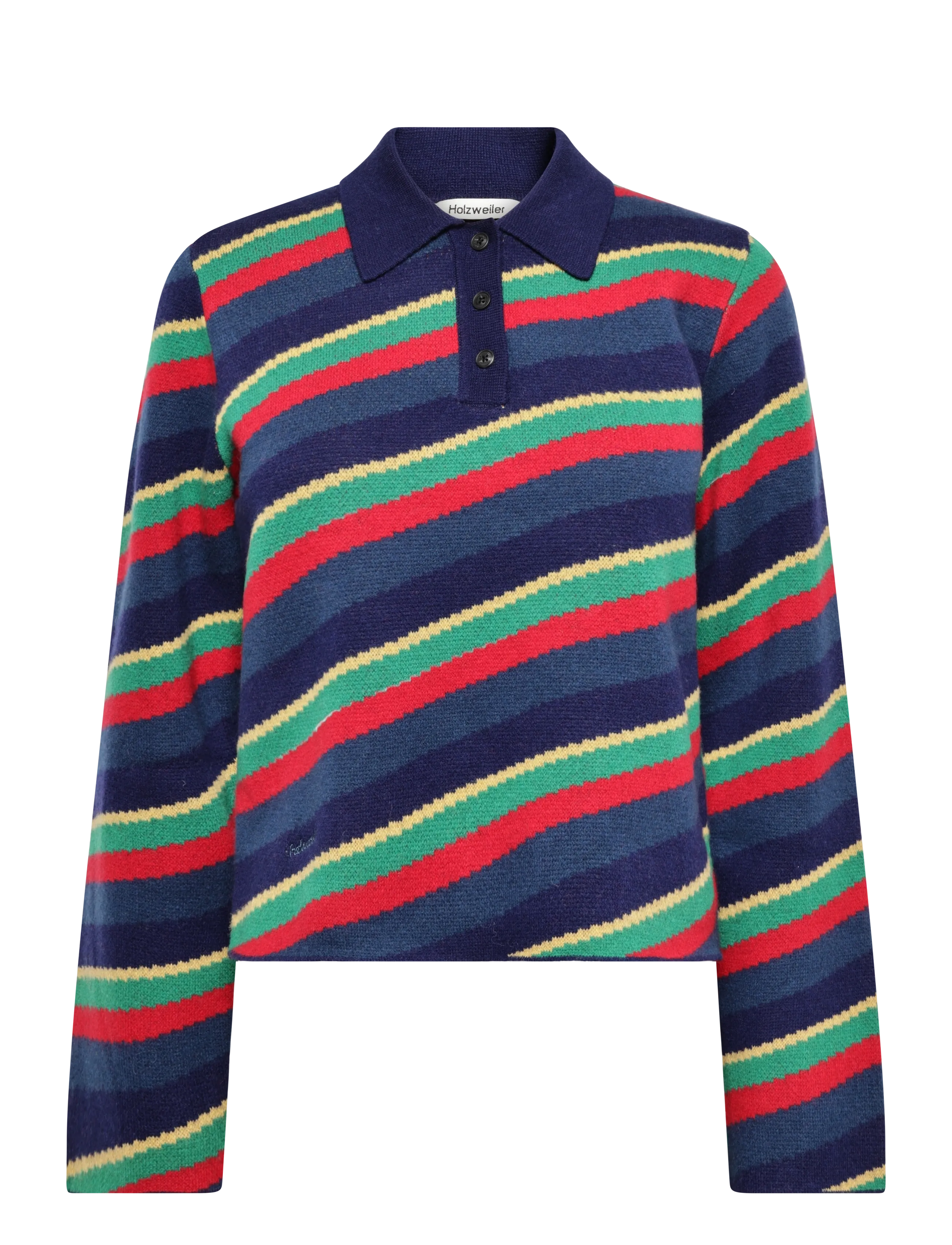 HOLZWEILER Nova Jacquard Polo Sweater - Pullover - RED MIX / navy