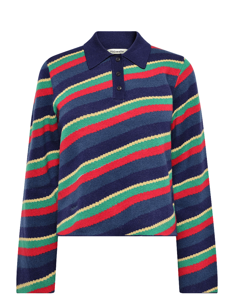HOLZWEILER - Nova Jacquard Polo Sweater - striktrøjer - red mix - 0