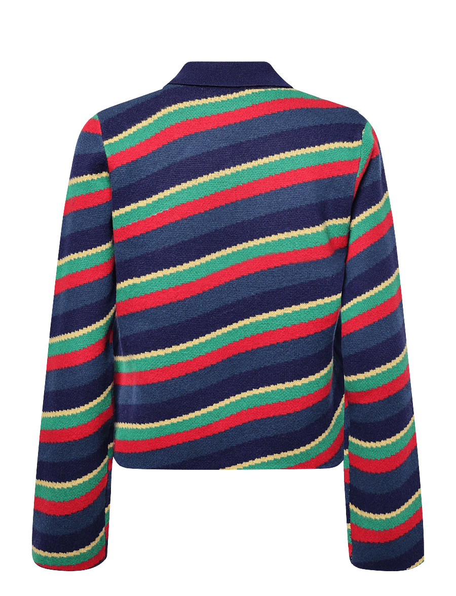HOLZWEILER - Nova Jacquard Polo Sweater - striktrøjer - red mix - 1