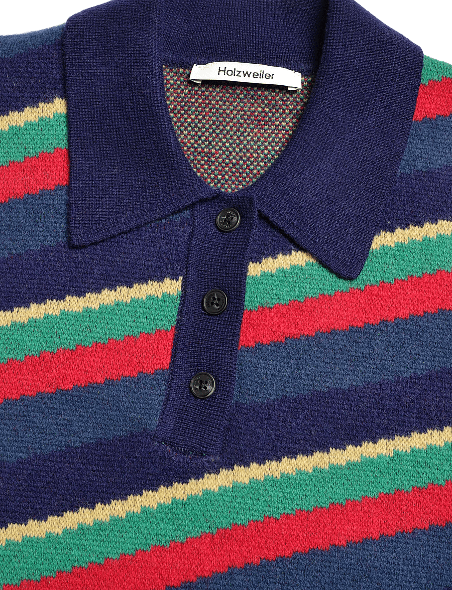 HOLZWEILER - Nova Jacquard Polo Sweater - striktrøjer - red mix - 2