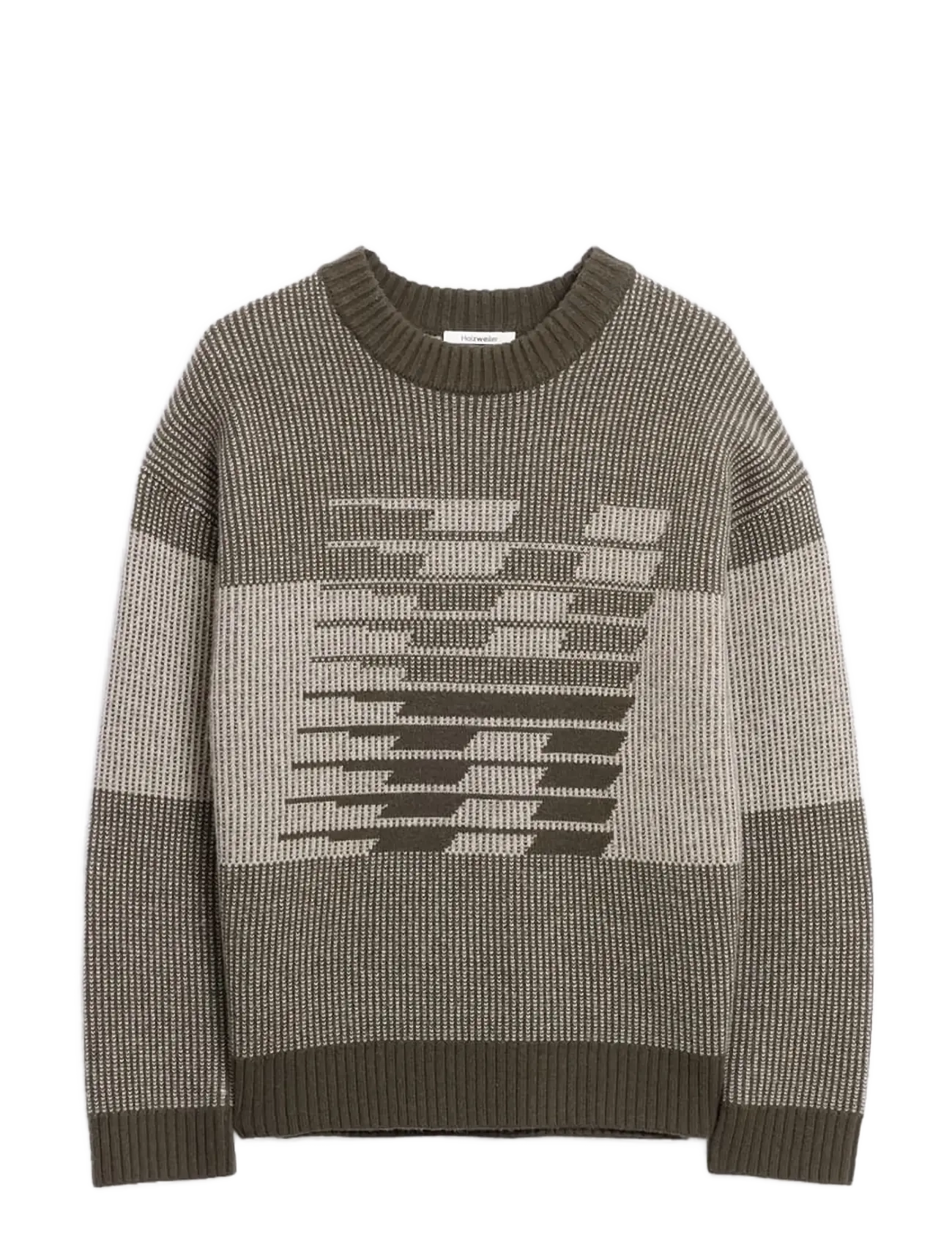 HOLZWEILER Ski Logo Crewneck Sweater - HOLZWEILER - DK. GREEN MIX / brown