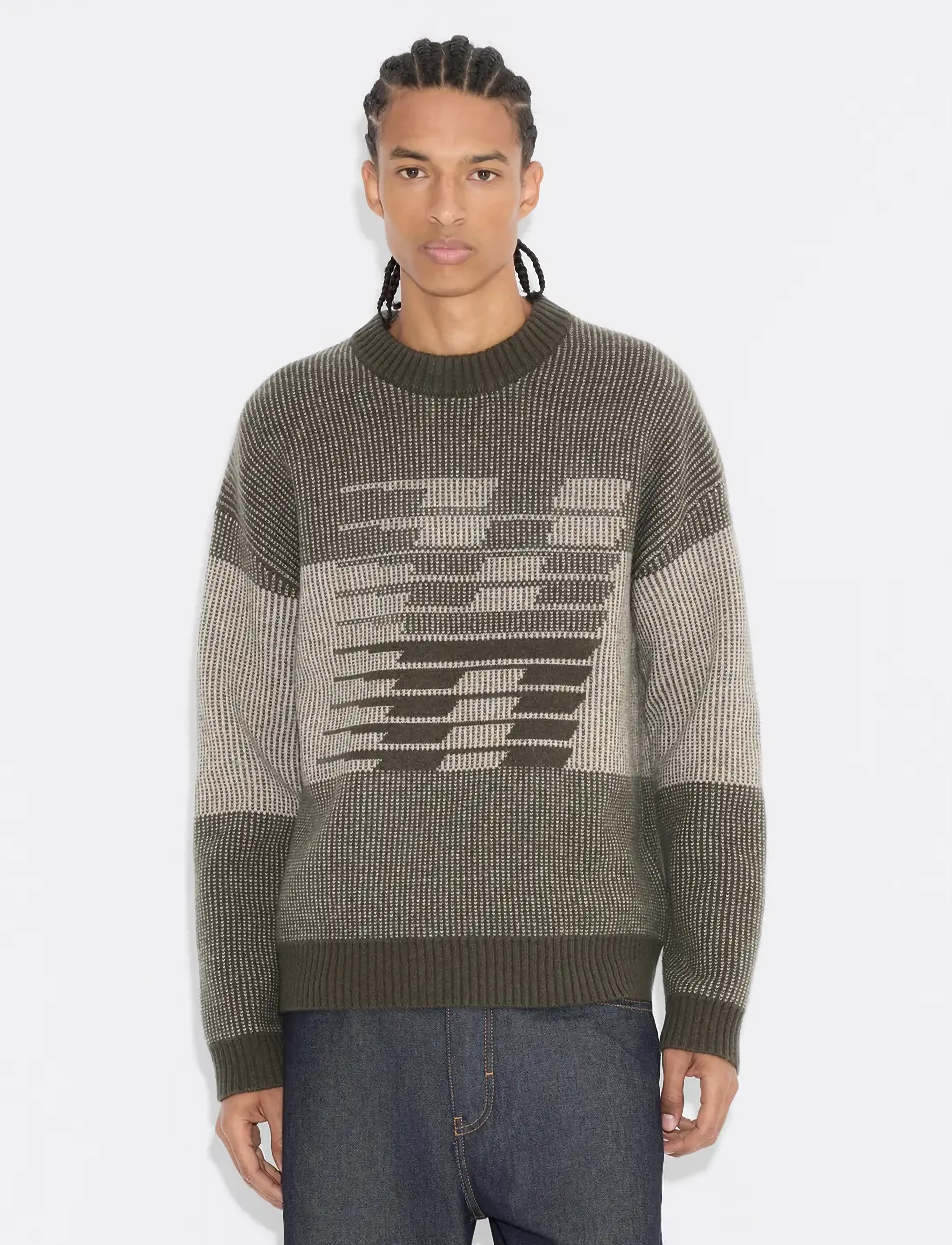 HOLZWEILER - Ski Logo Crewneck Sweater - Ümara kaelusega - dk. green mix - 0